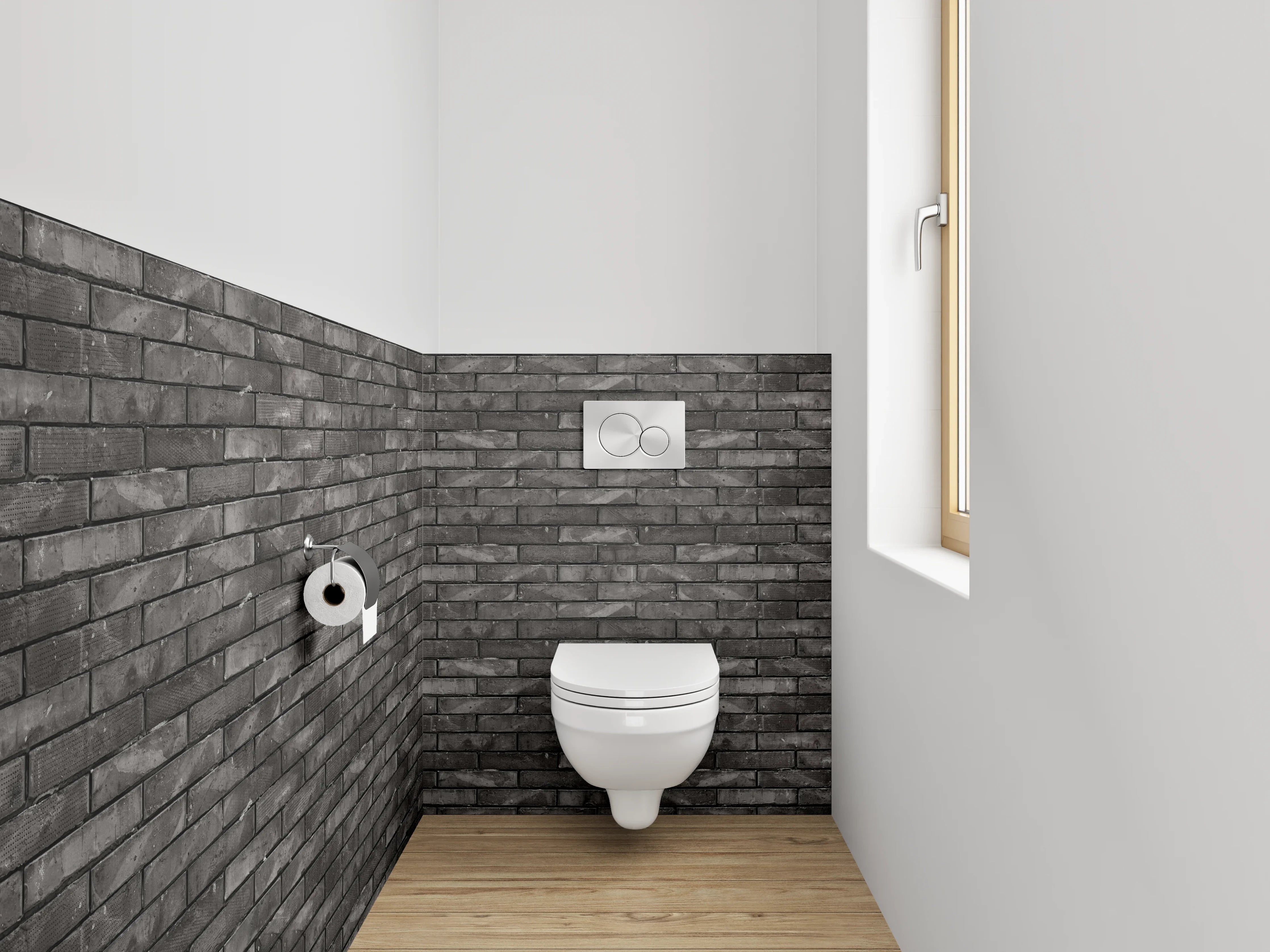 WC-Rückwand - Dunkle Backsteinwand Tapete