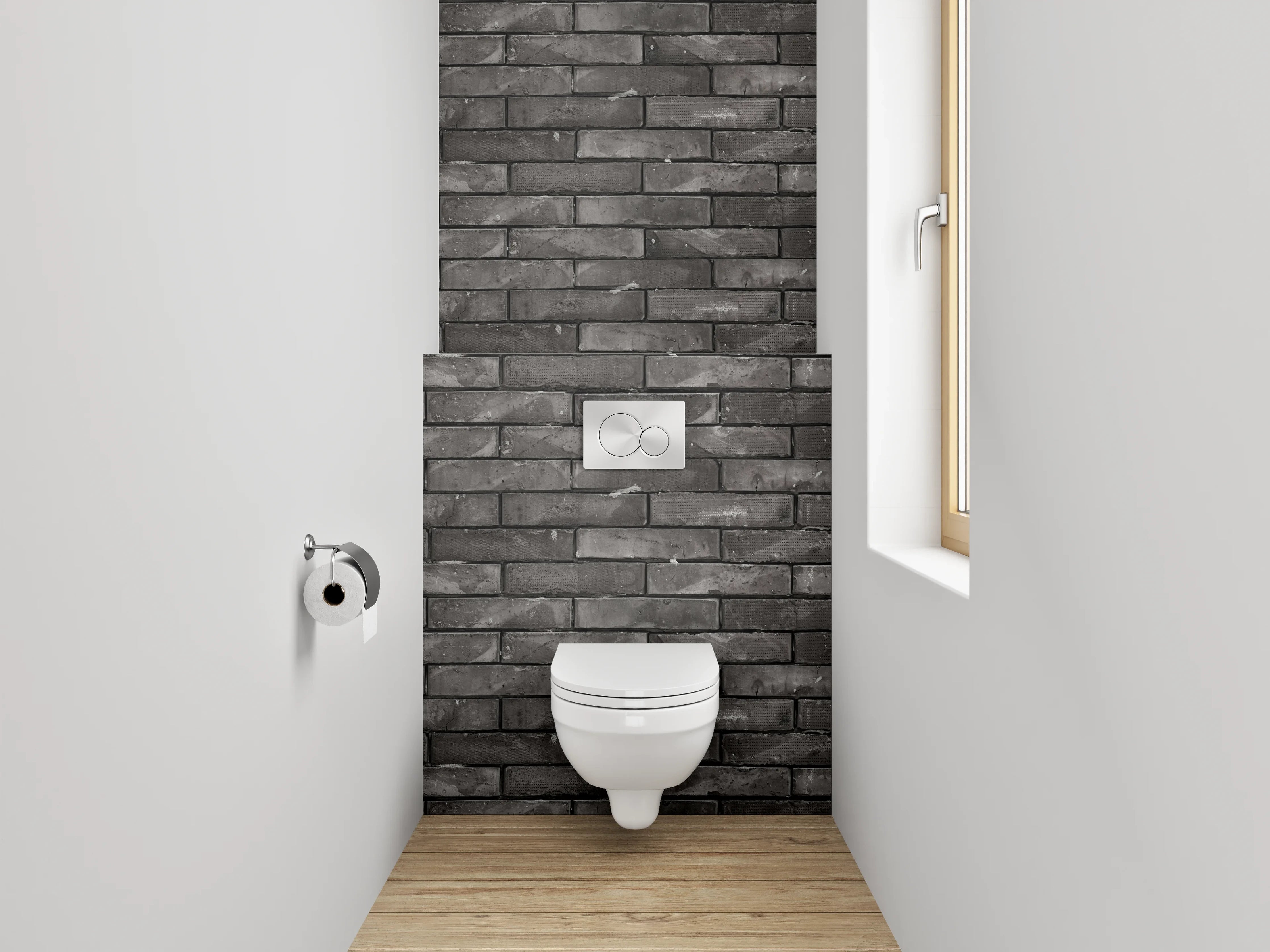 WC-Rückwand - Dunkle Backsteinwand Tapete