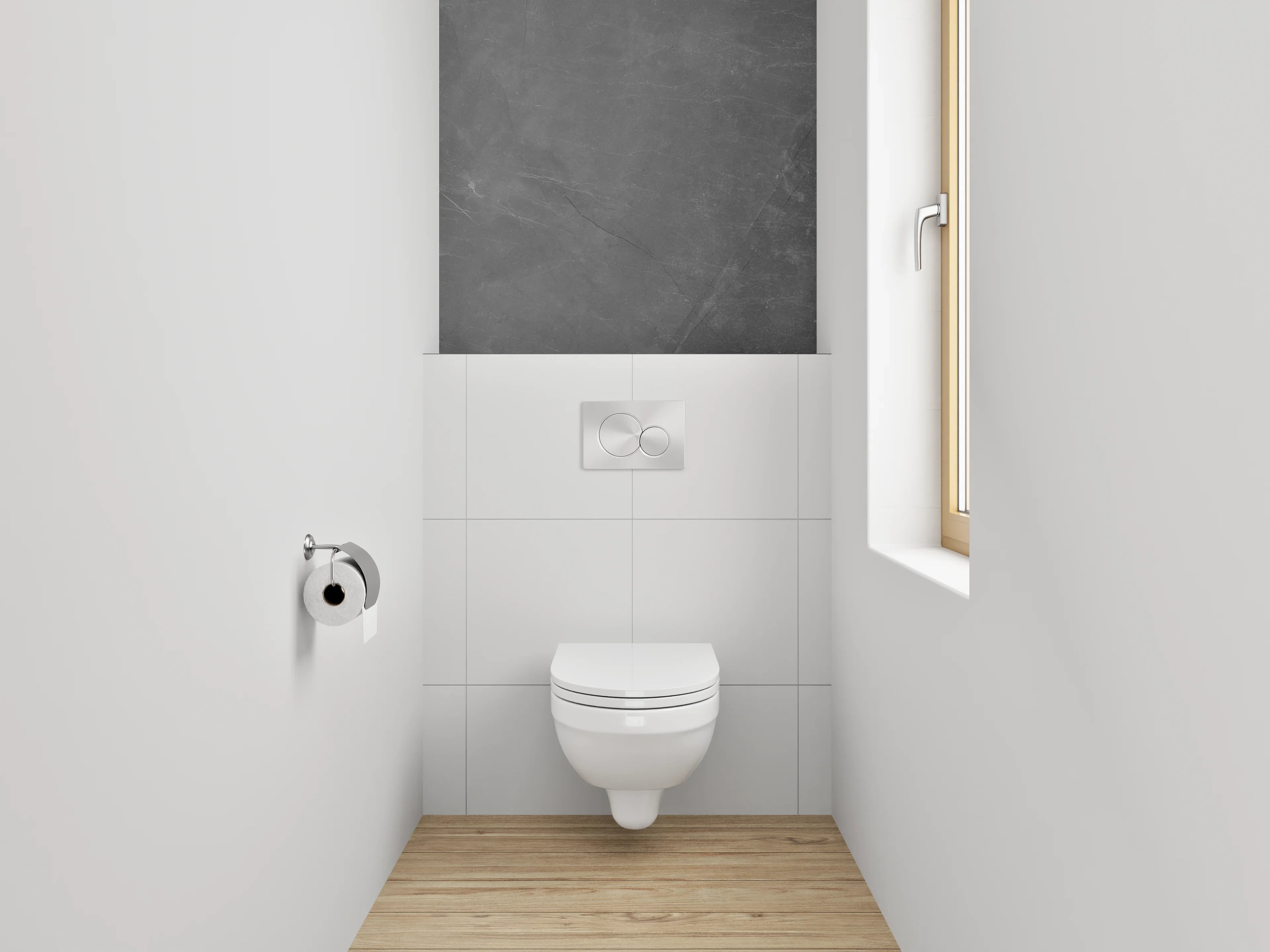 WC-Rückwand - Dunkle Betonoptik mit feiner Struktur