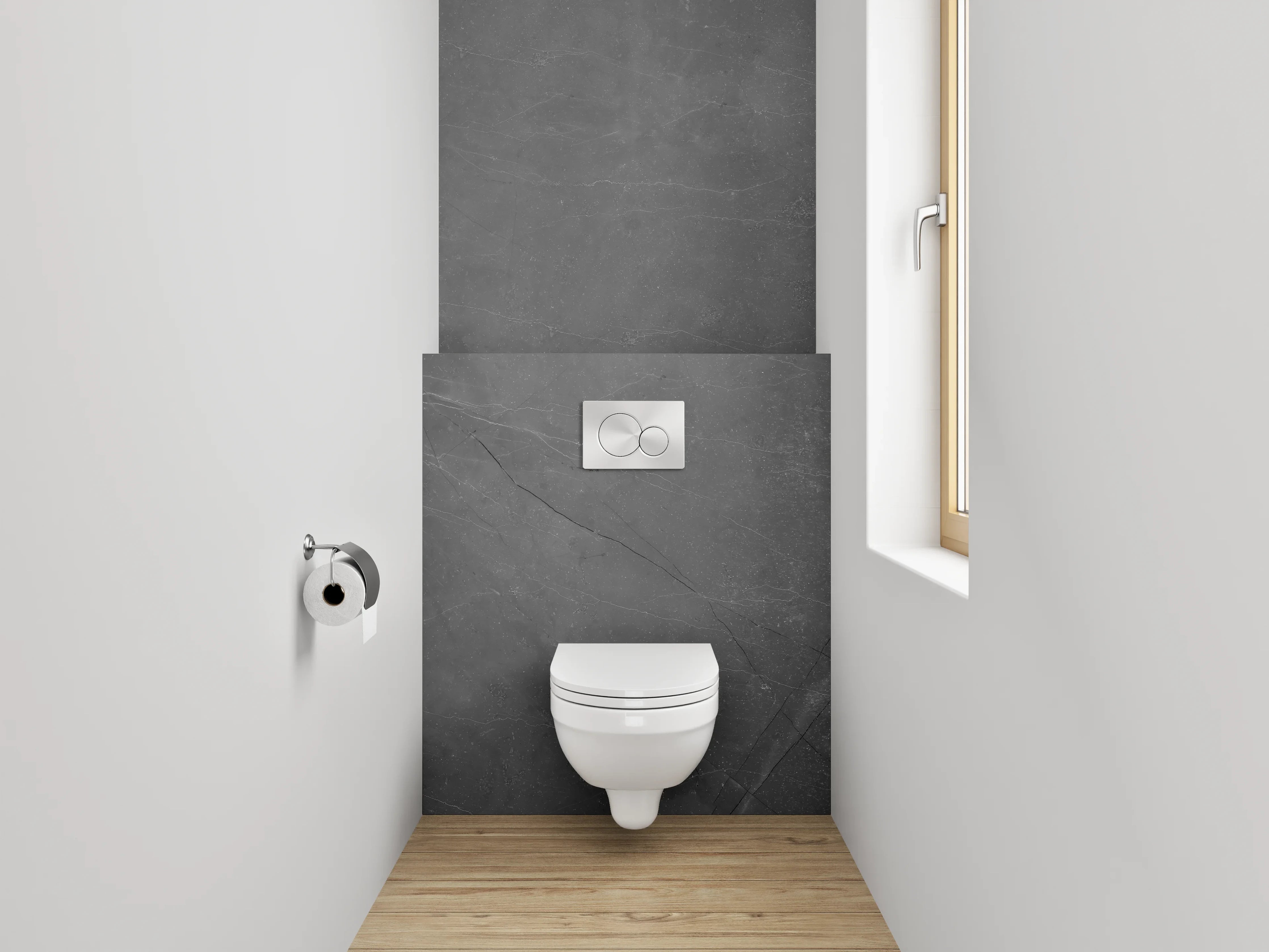 WC-Rückwand - Dunkle Betonoptik mit feiner Struktur