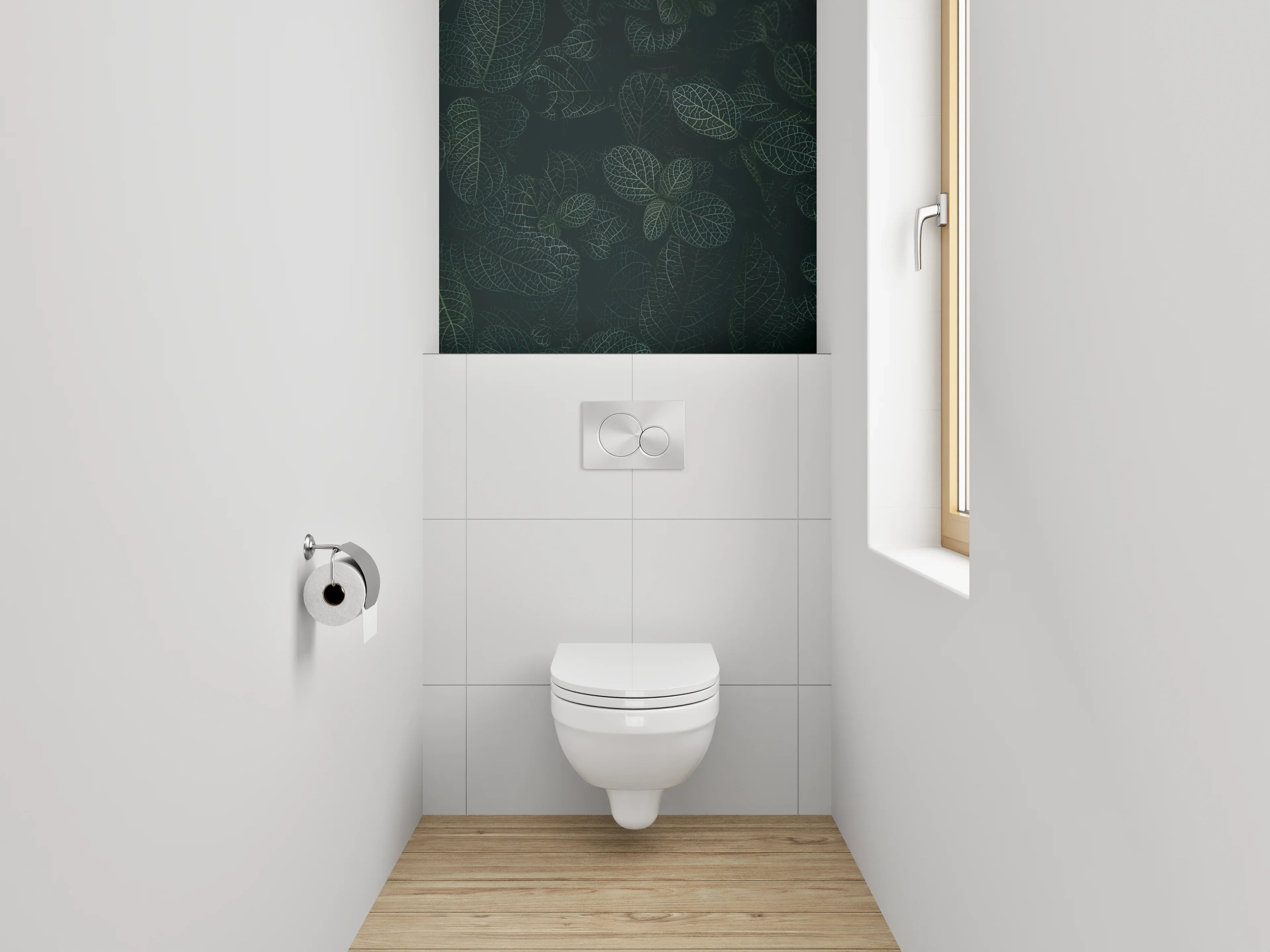 WC-Rückwand - Dunkle Blätter als Natur-Muster
