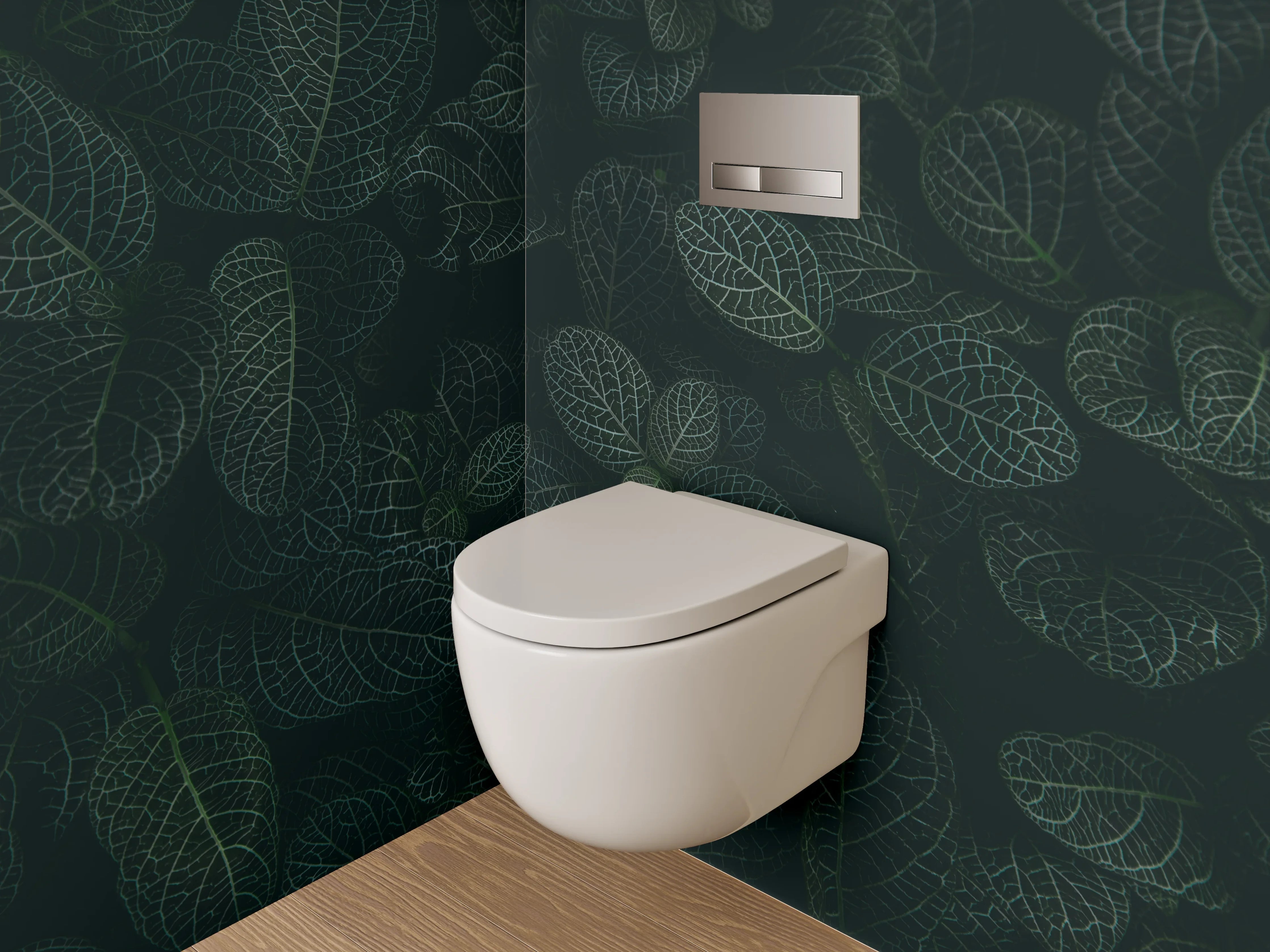 WC-Rückwand - Dunkle Blätter als Natur-Muster