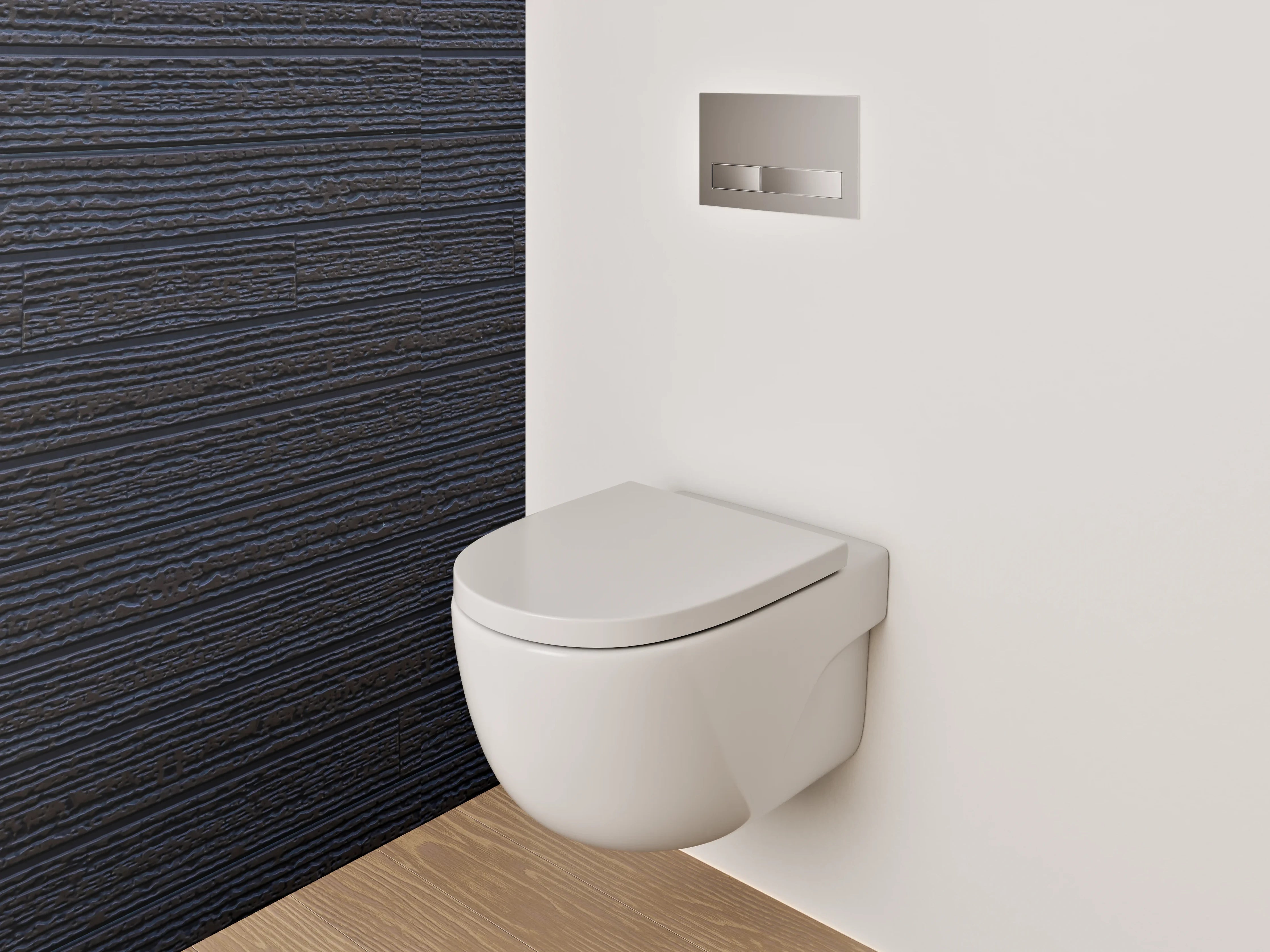 WC-Rückwand - Dunkle Holzmaserung mit feinen Linien