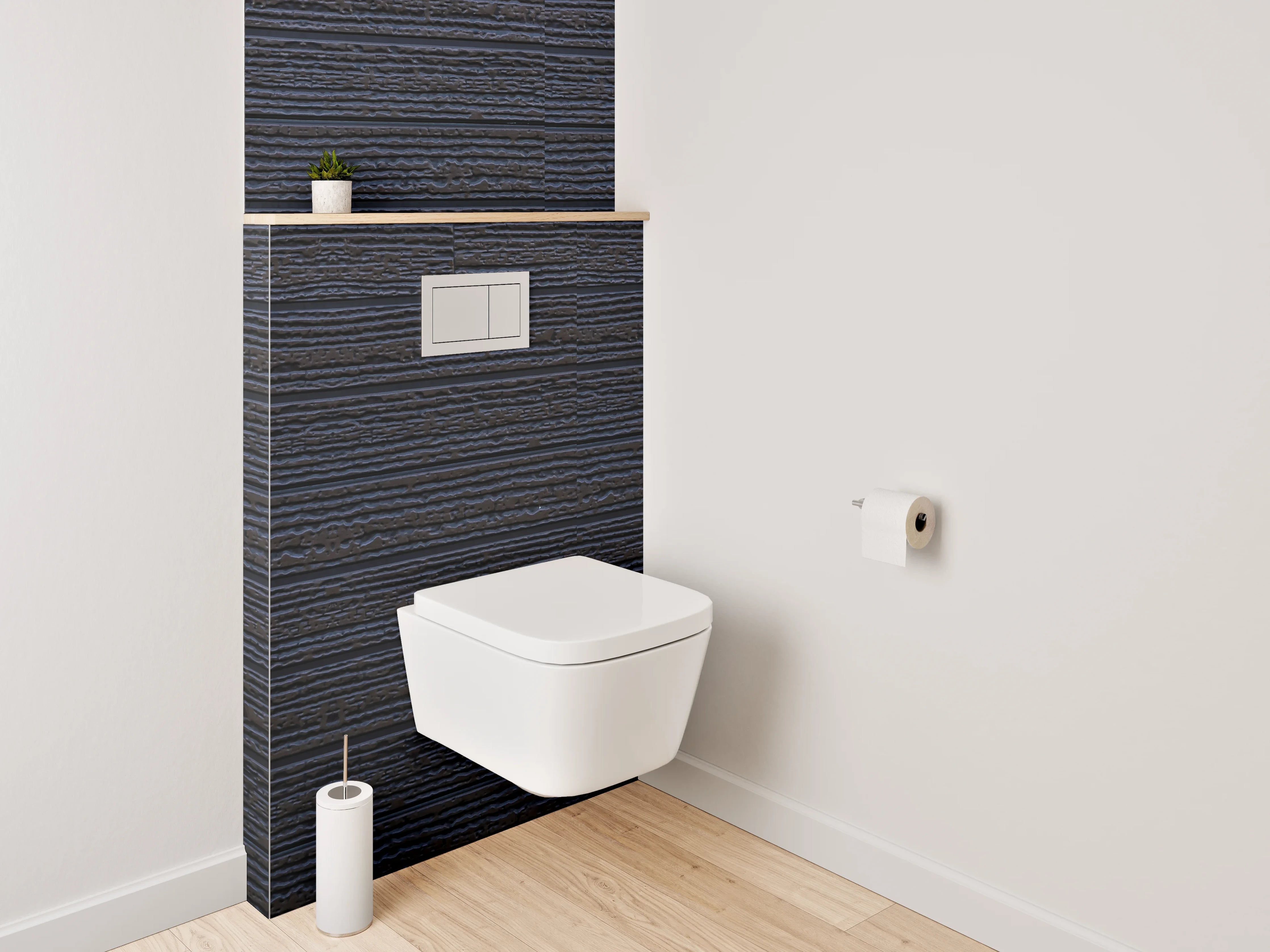 WC-Rückwand - Dunkle Holzmaserung mit feinen Linien