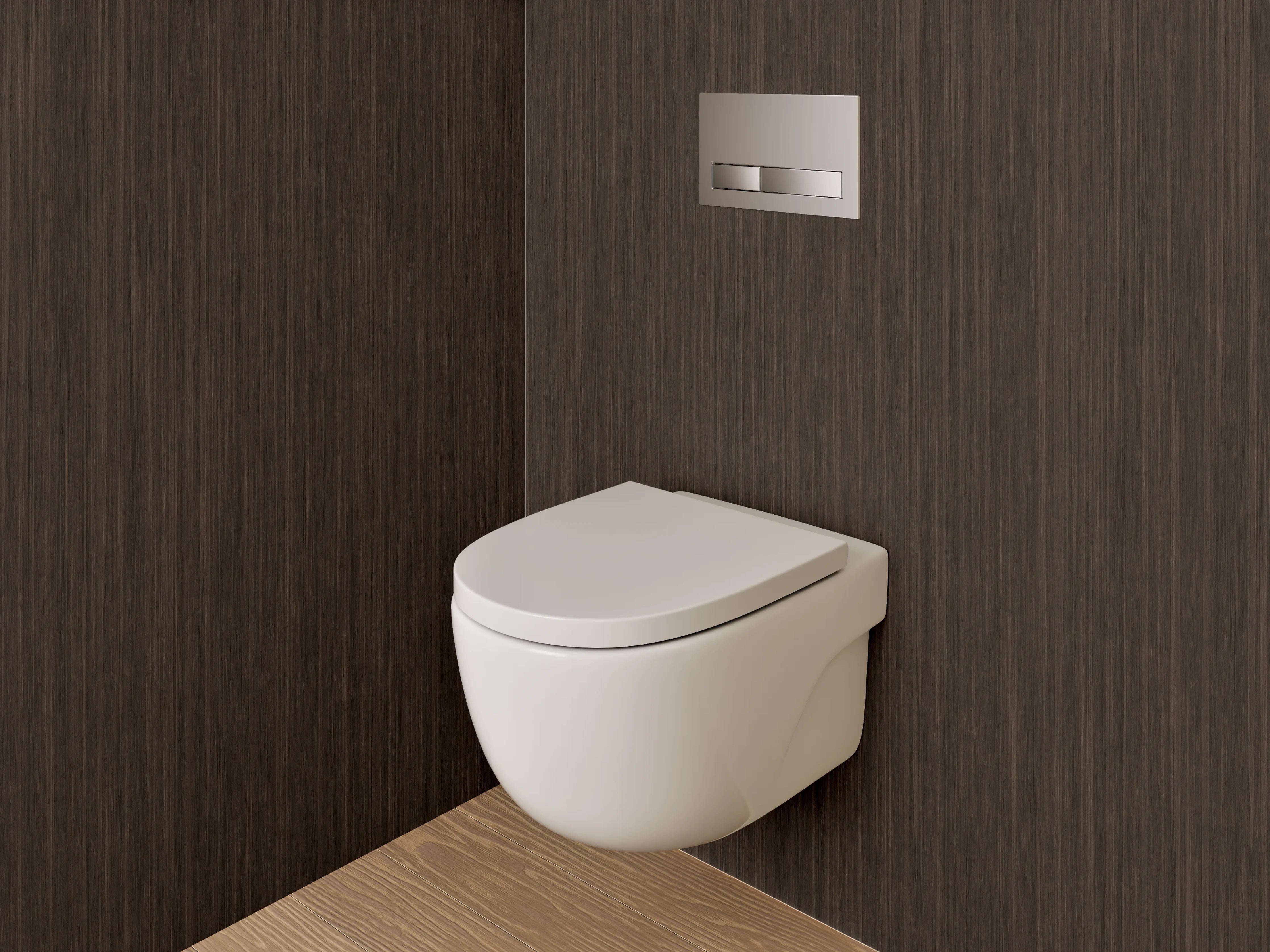 WC-Rückwand - Dunkle Holzoptik für stilvolle Akzente