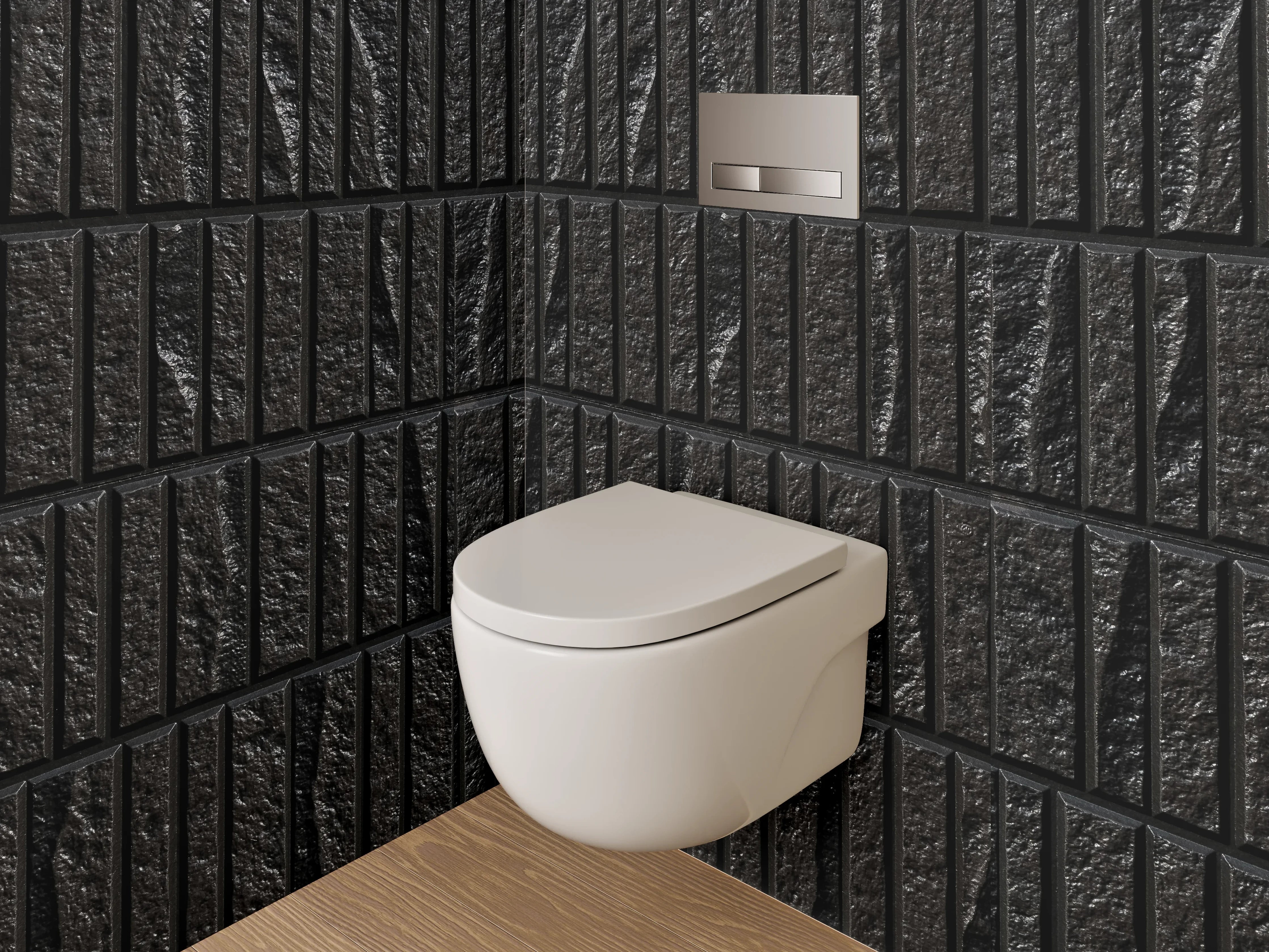 WC-Rückwand - Dunkle Holzstruktur Fliesenoptik