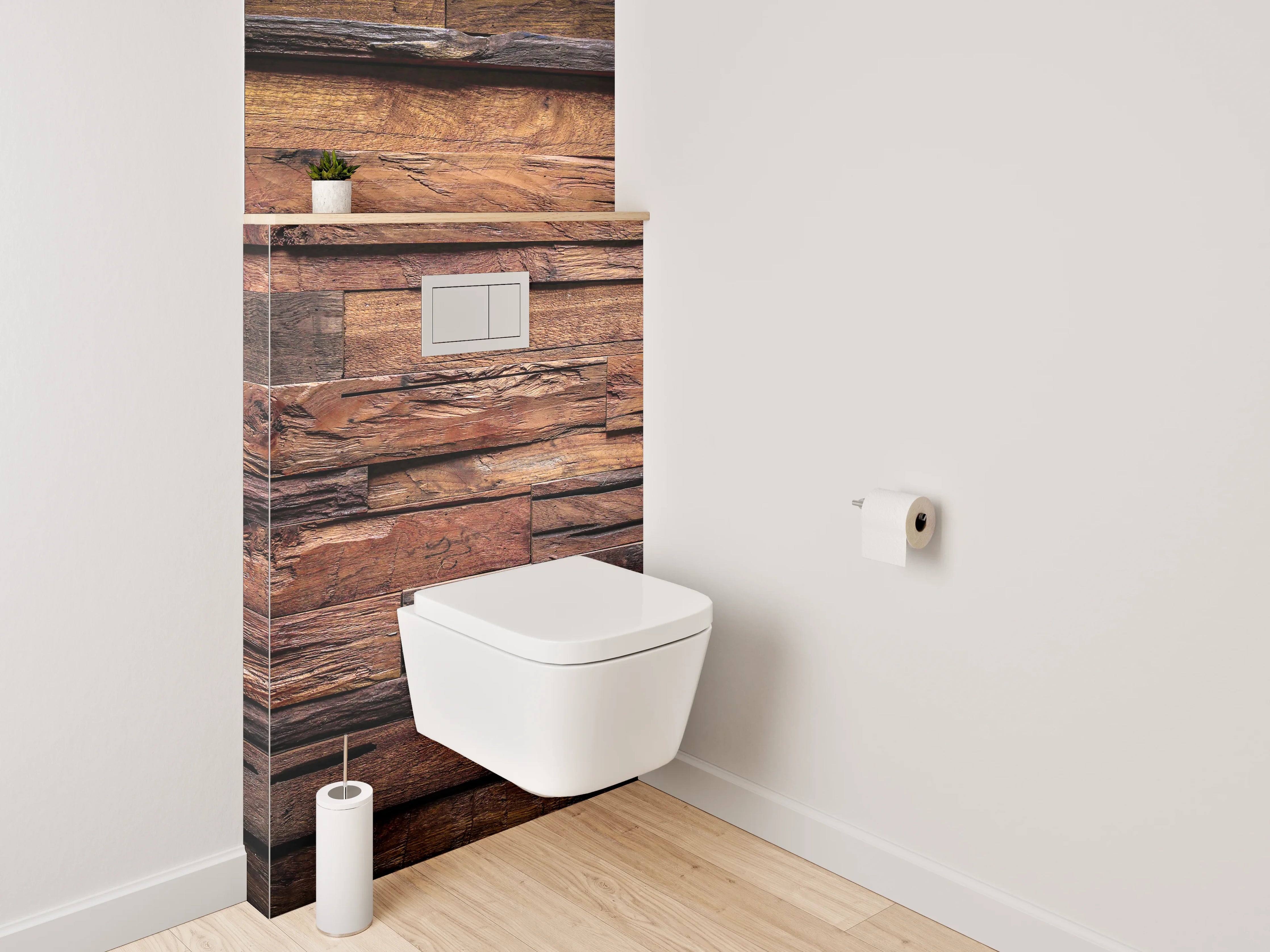 WC-Rückwand - Dunkle Holzstruktur Wanddekor