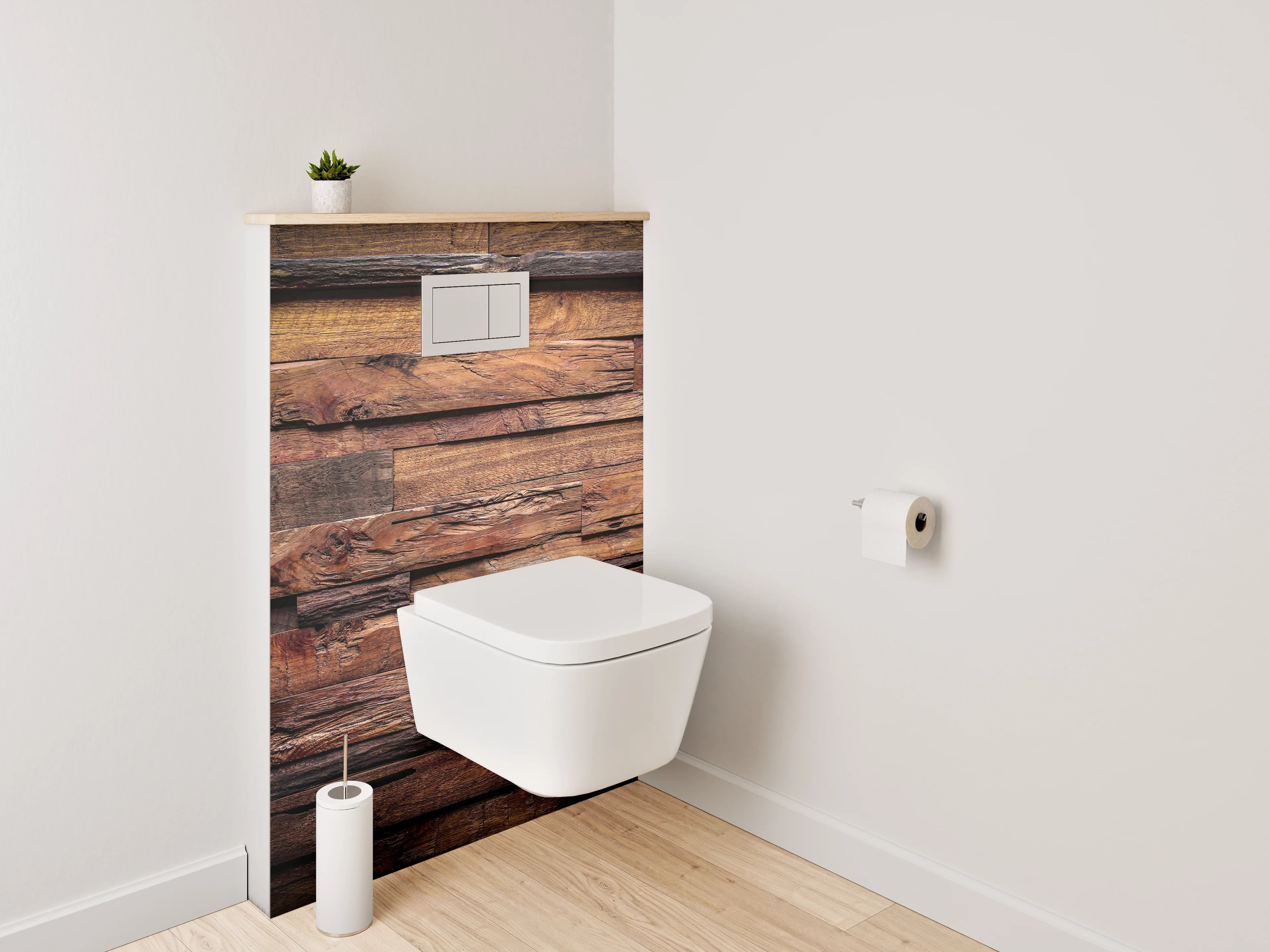 WC-Rückwand - Dunkle Holzstruktur Wanddekor