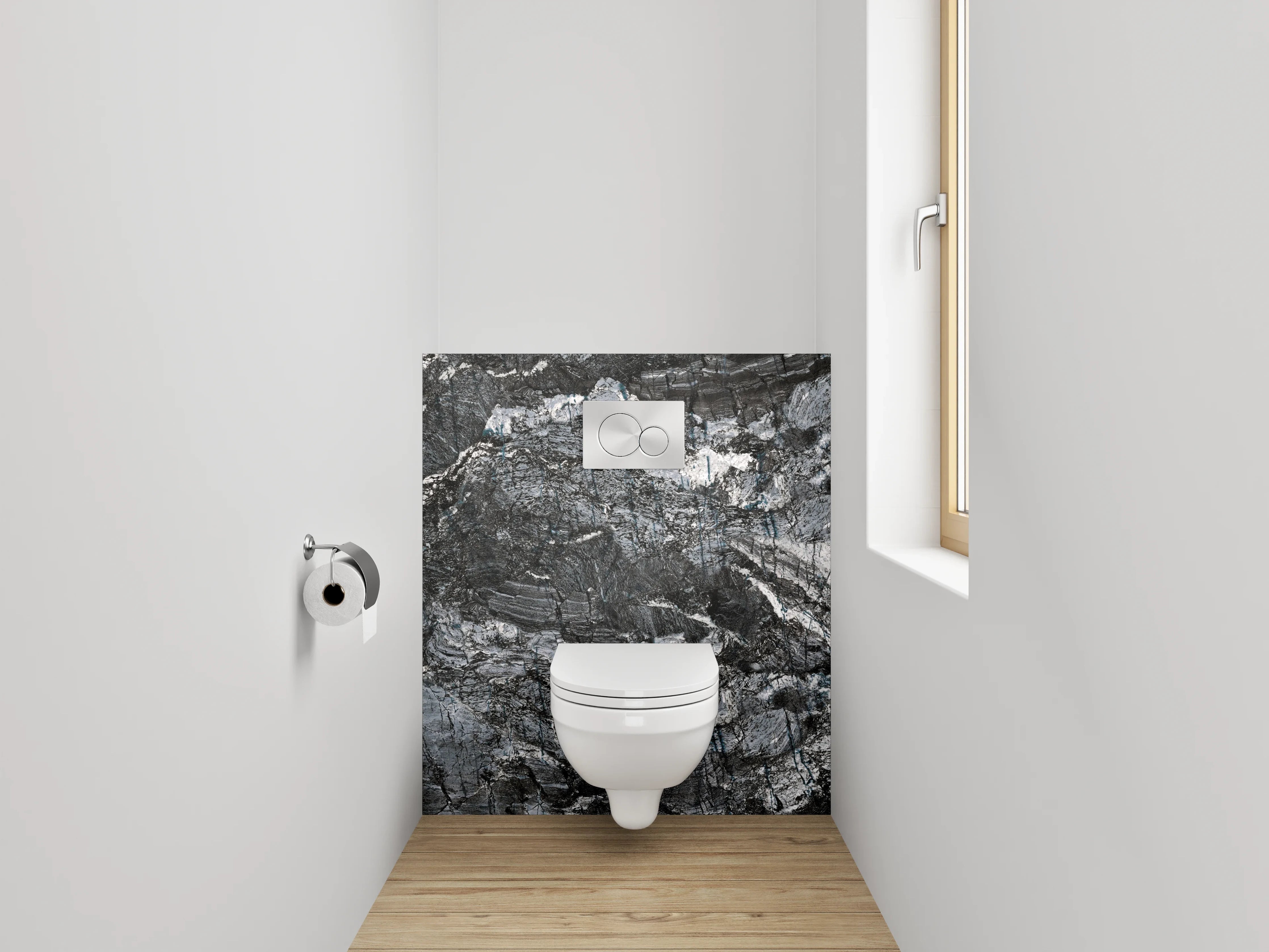 WC-Rückwand - Dunkle Marmor-Textur mit feinen Strukturen