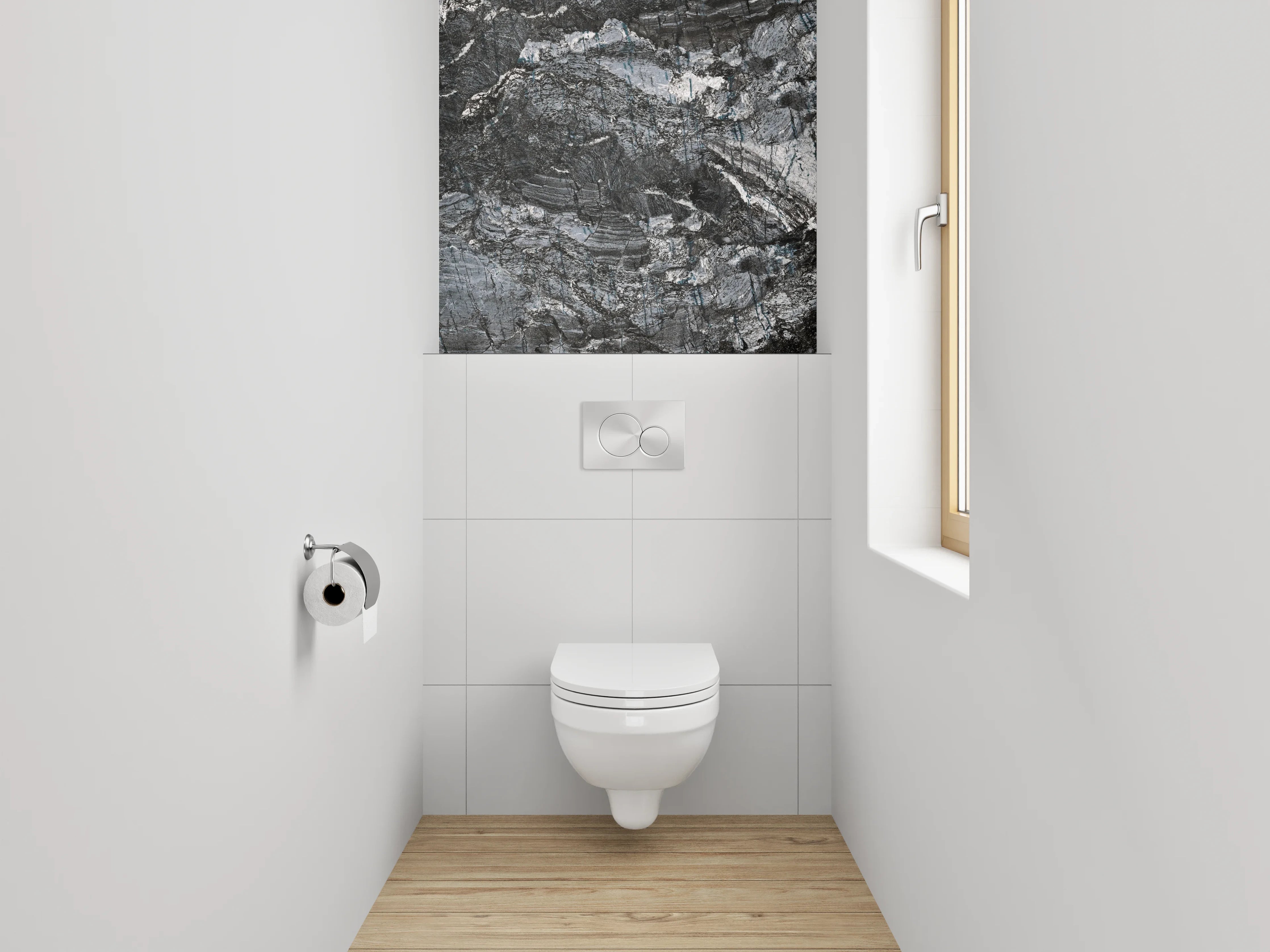 WC-Rückwand - Dunkle Marmor-Textur mit feinen Strukturen