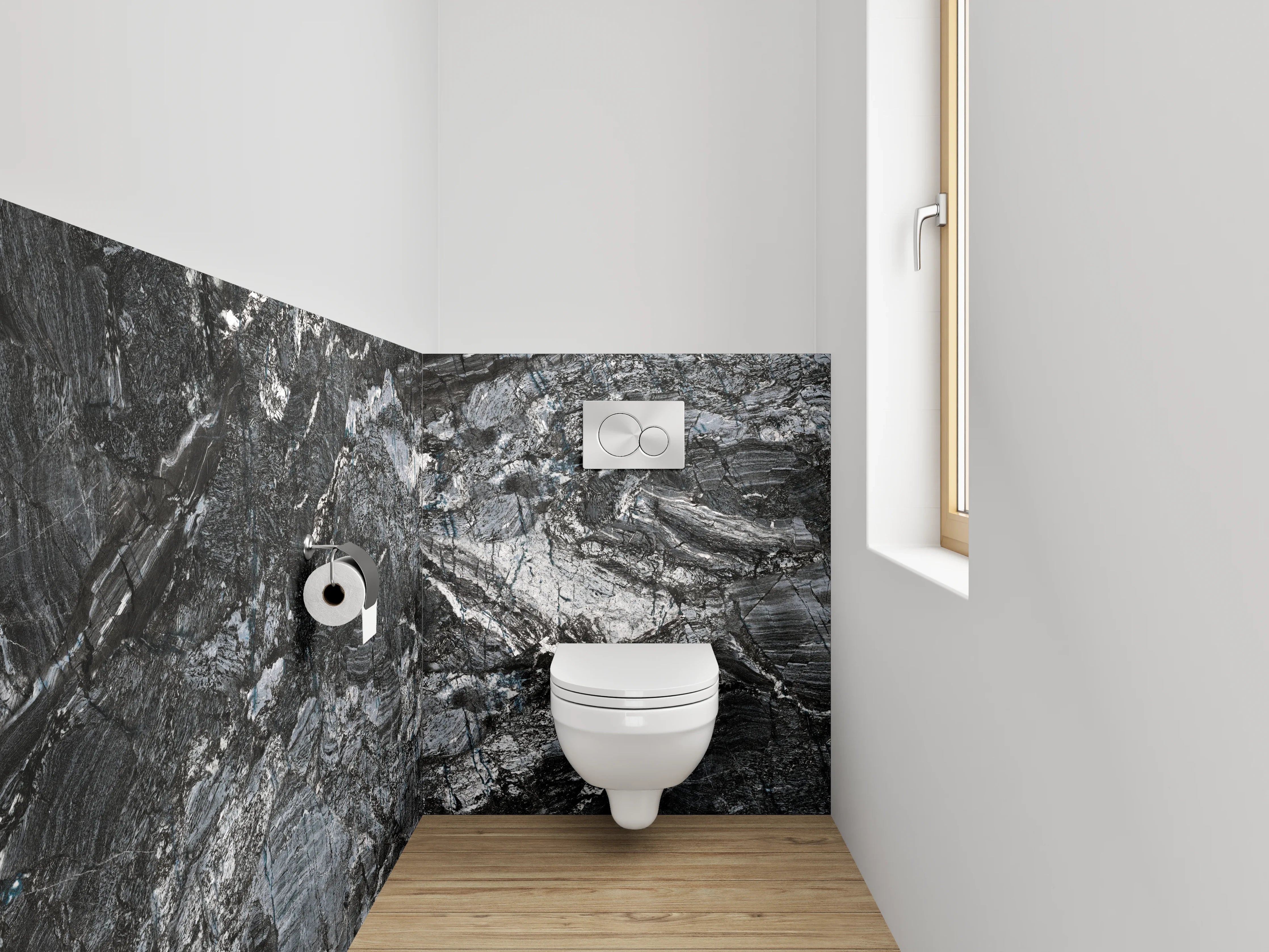 WC-Rückwand - Dunkle Marmor-Textur mit feinen Strukturen