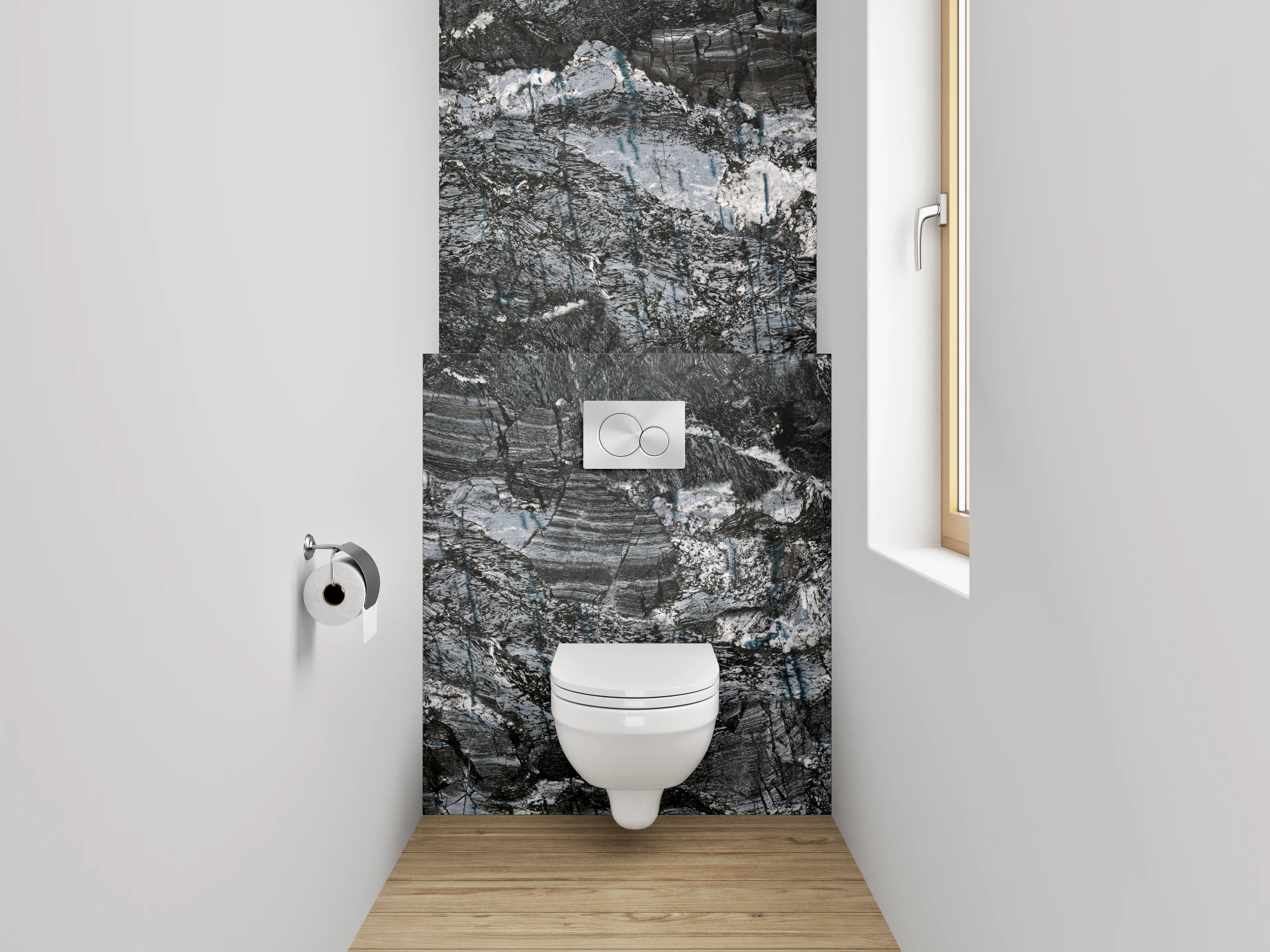 WC-Rückwand - Dunkle Marmor-Textur mit feinen Strukturen