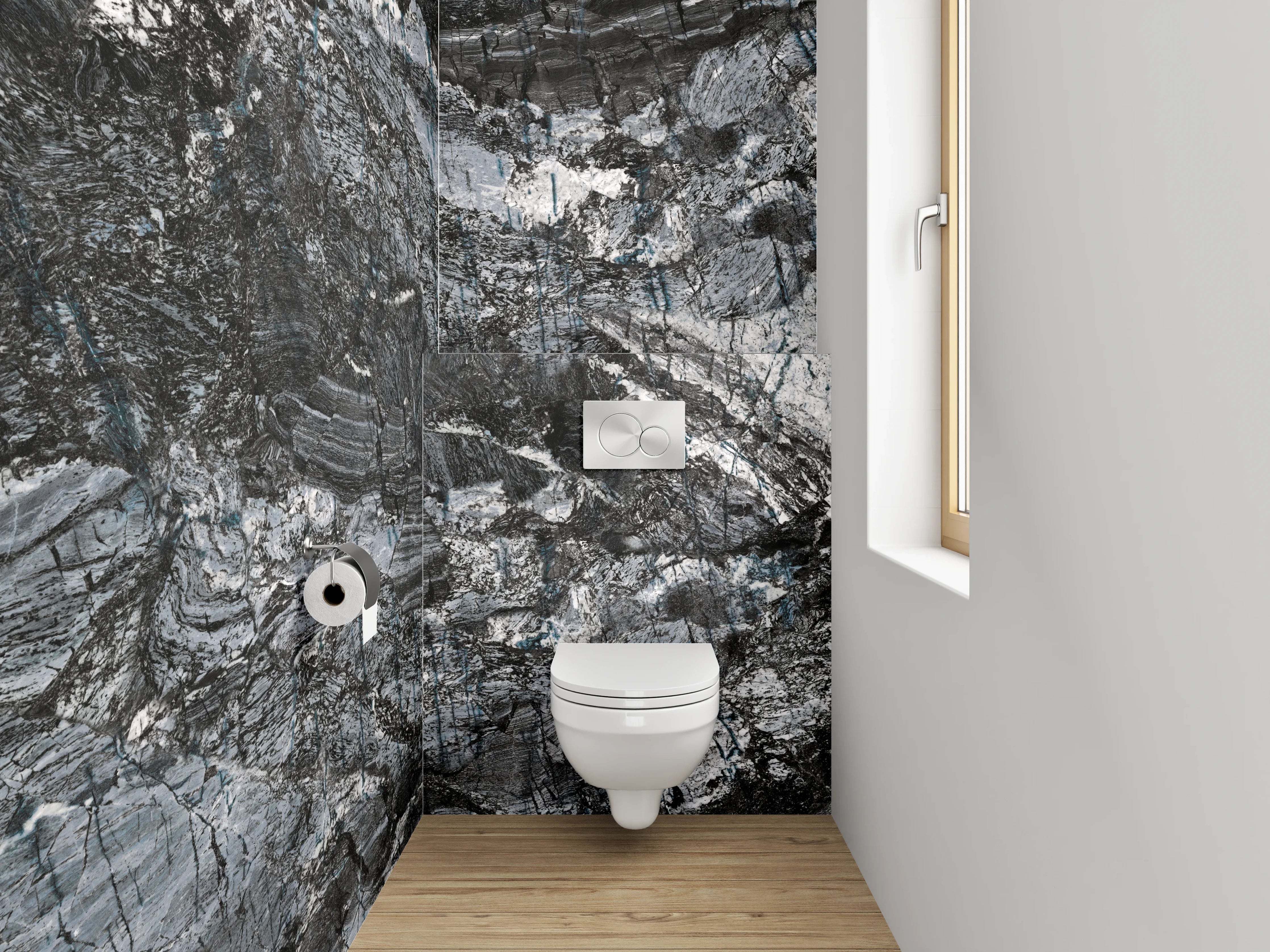 WC-Rückwand - Dunkle Marmor-Textur mit feinen Strukturen