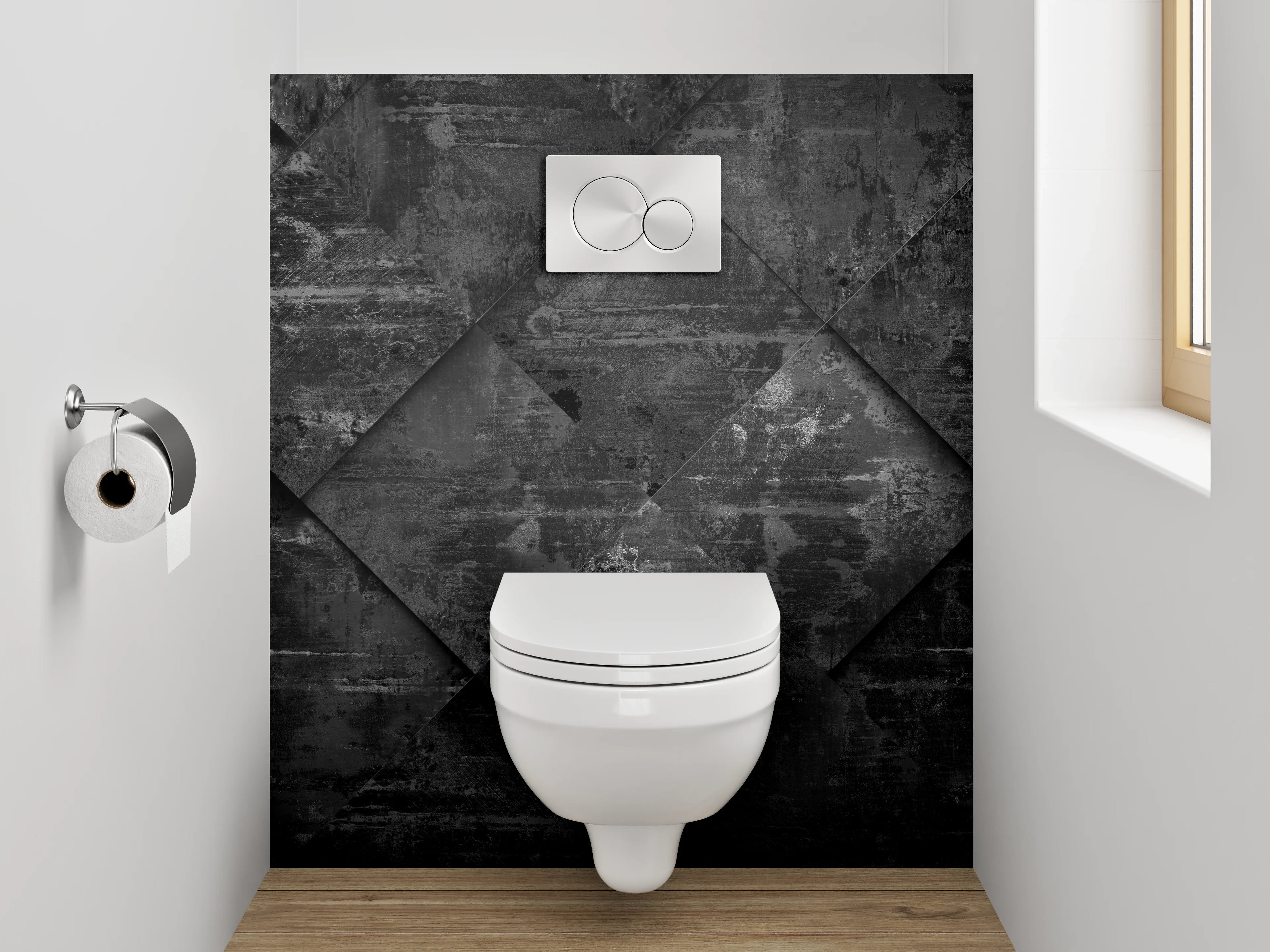 WC-Rückwand - Dunkle Metall-Optik Wandverkleidung