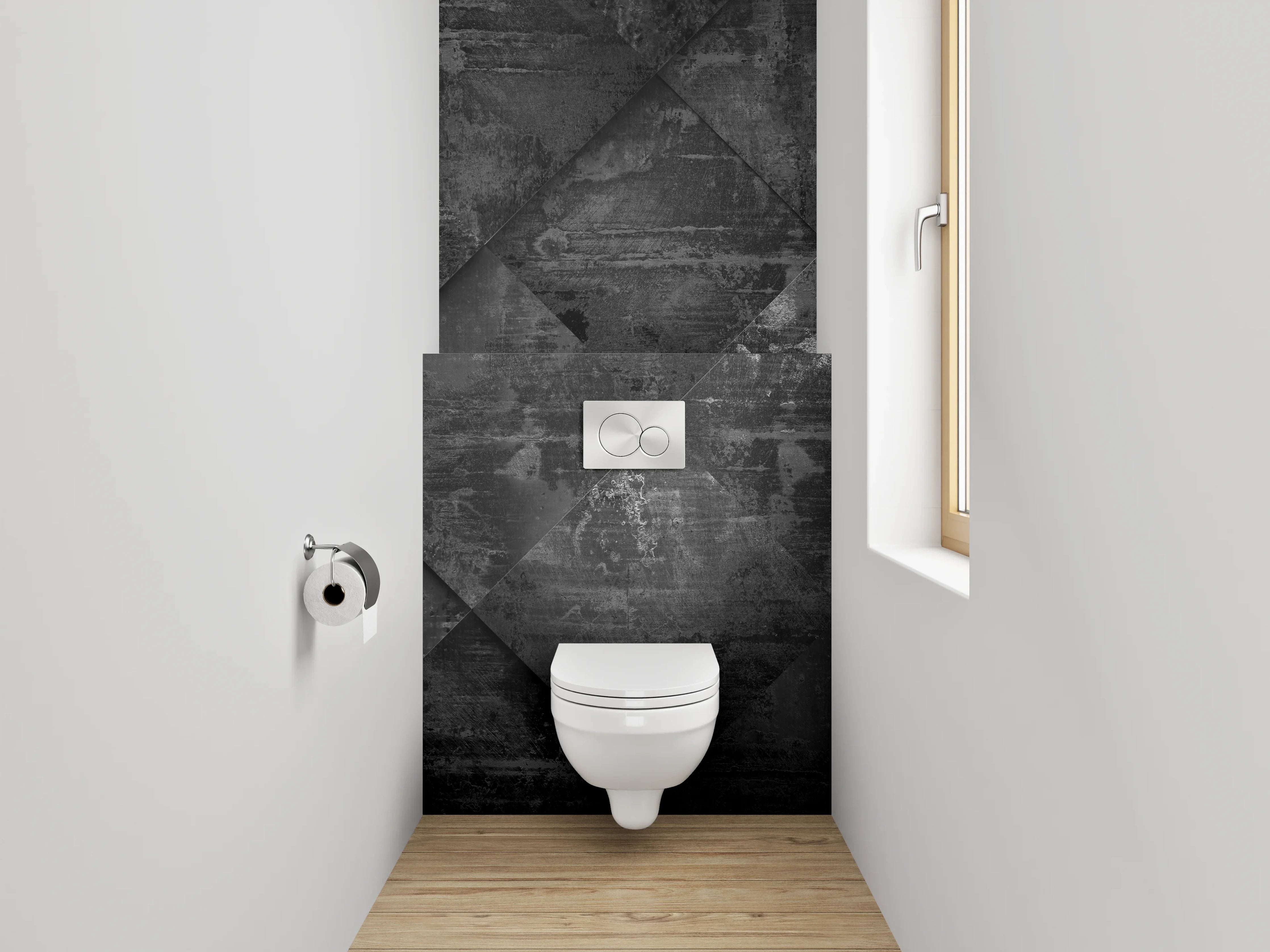 WC-Rückwand - Dunkle Metall-Optik Wandverkleidung