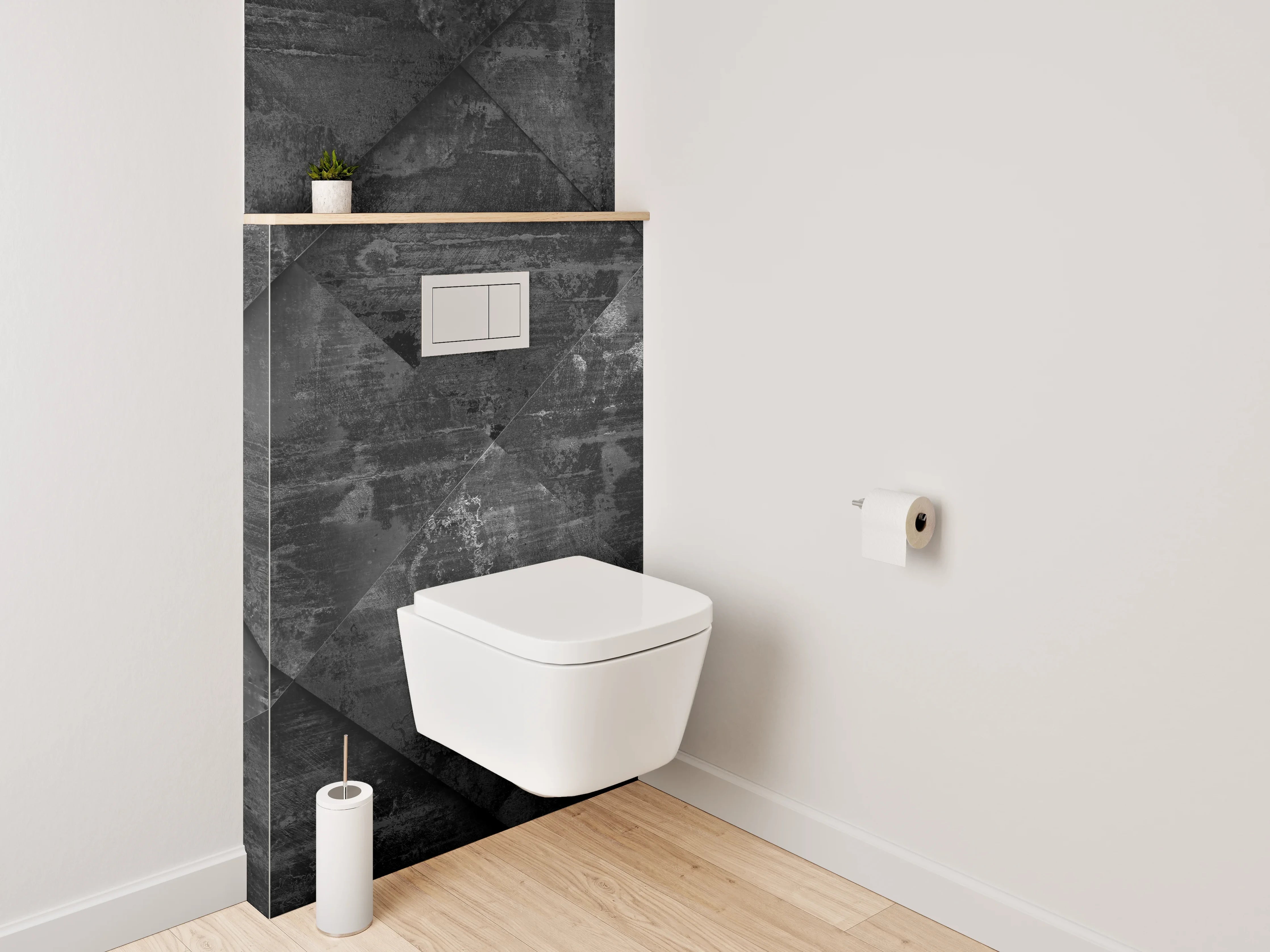 WC-Rückwand - Dunkle Metall-Optik Wandverkleidung