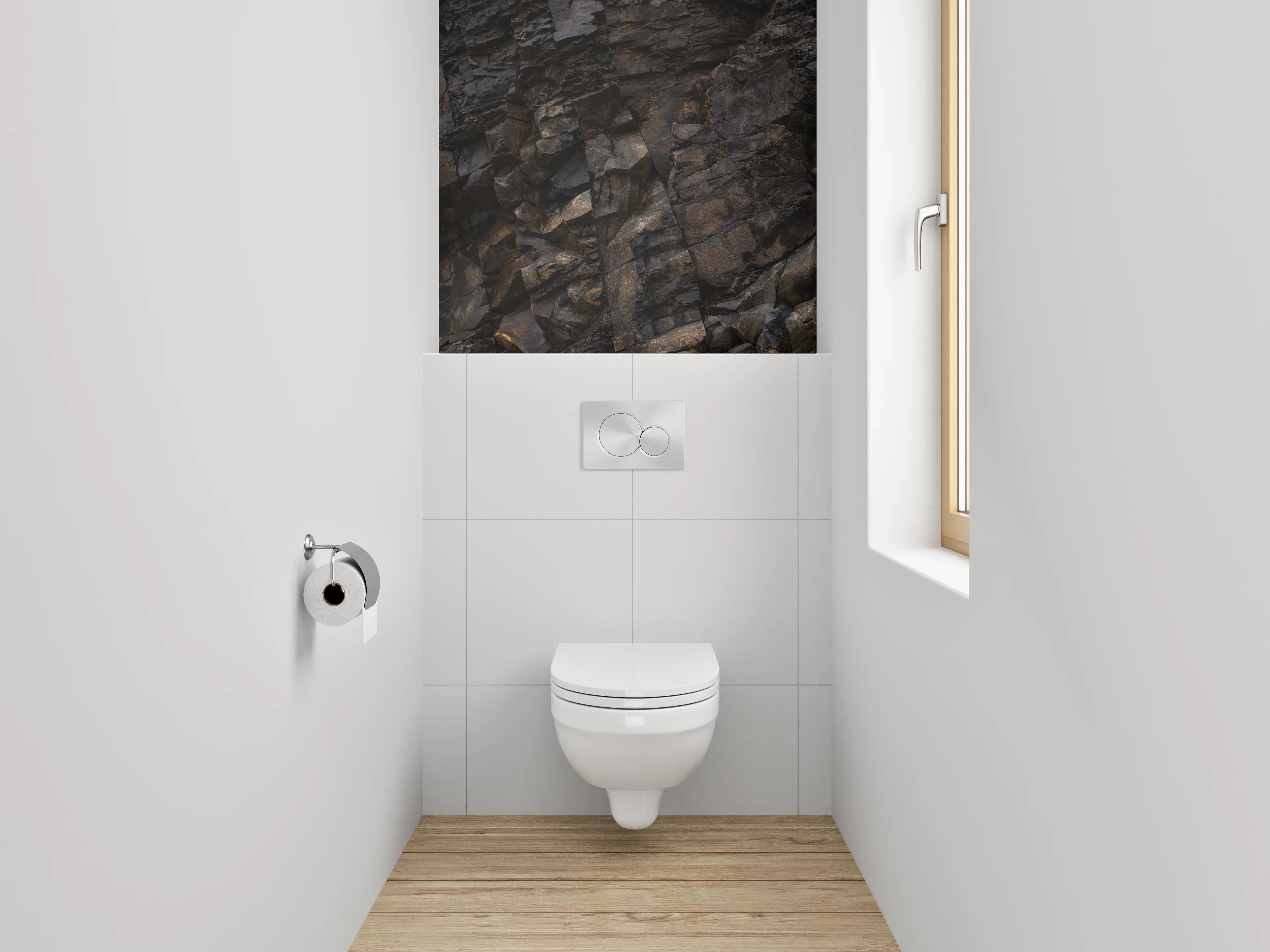 WC-Rückwand - Dunkle Naturstein-Struktur Felswand