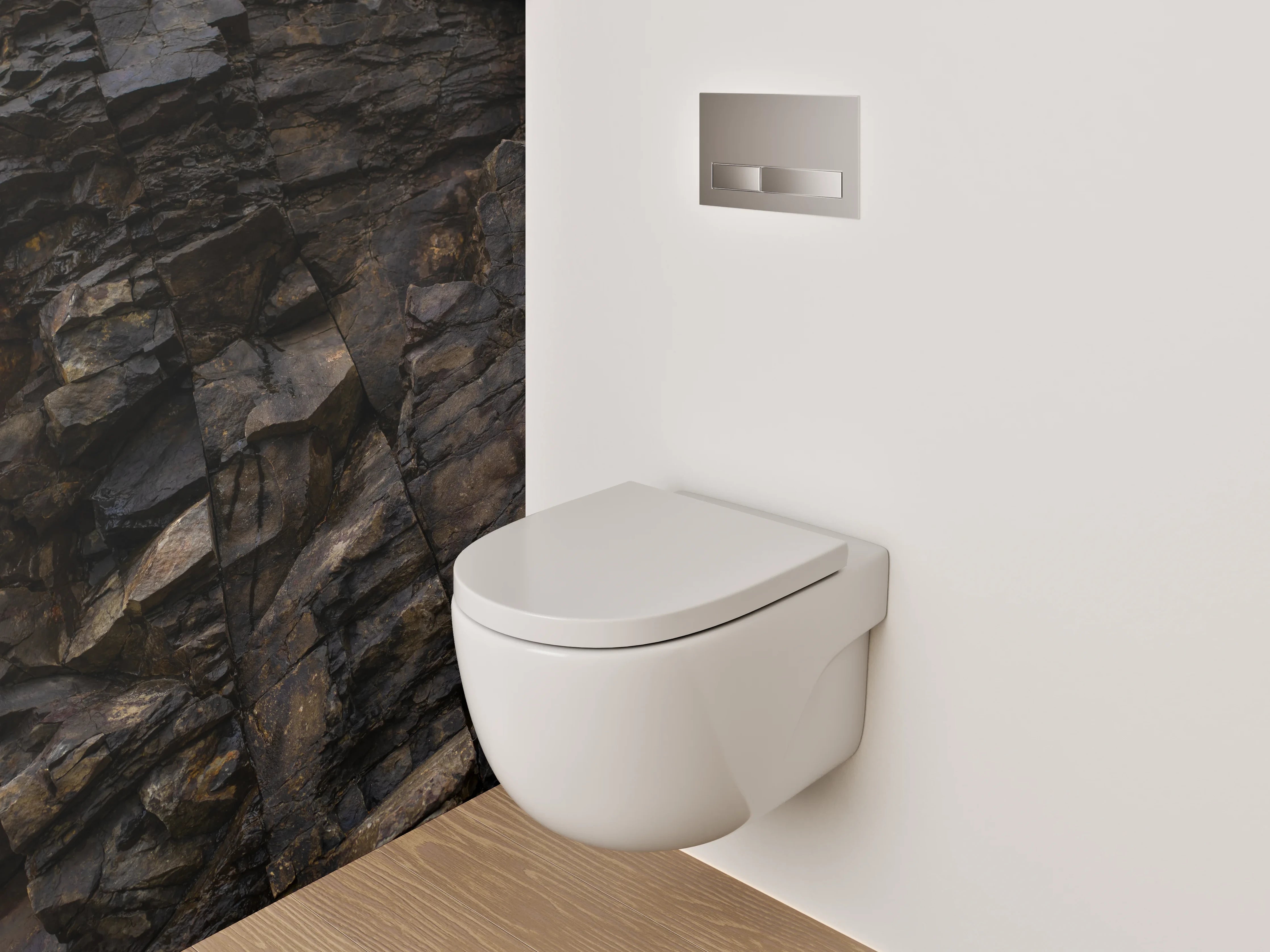 WC-Rückwand - Dunkle Naturstein-Struktur Felswand