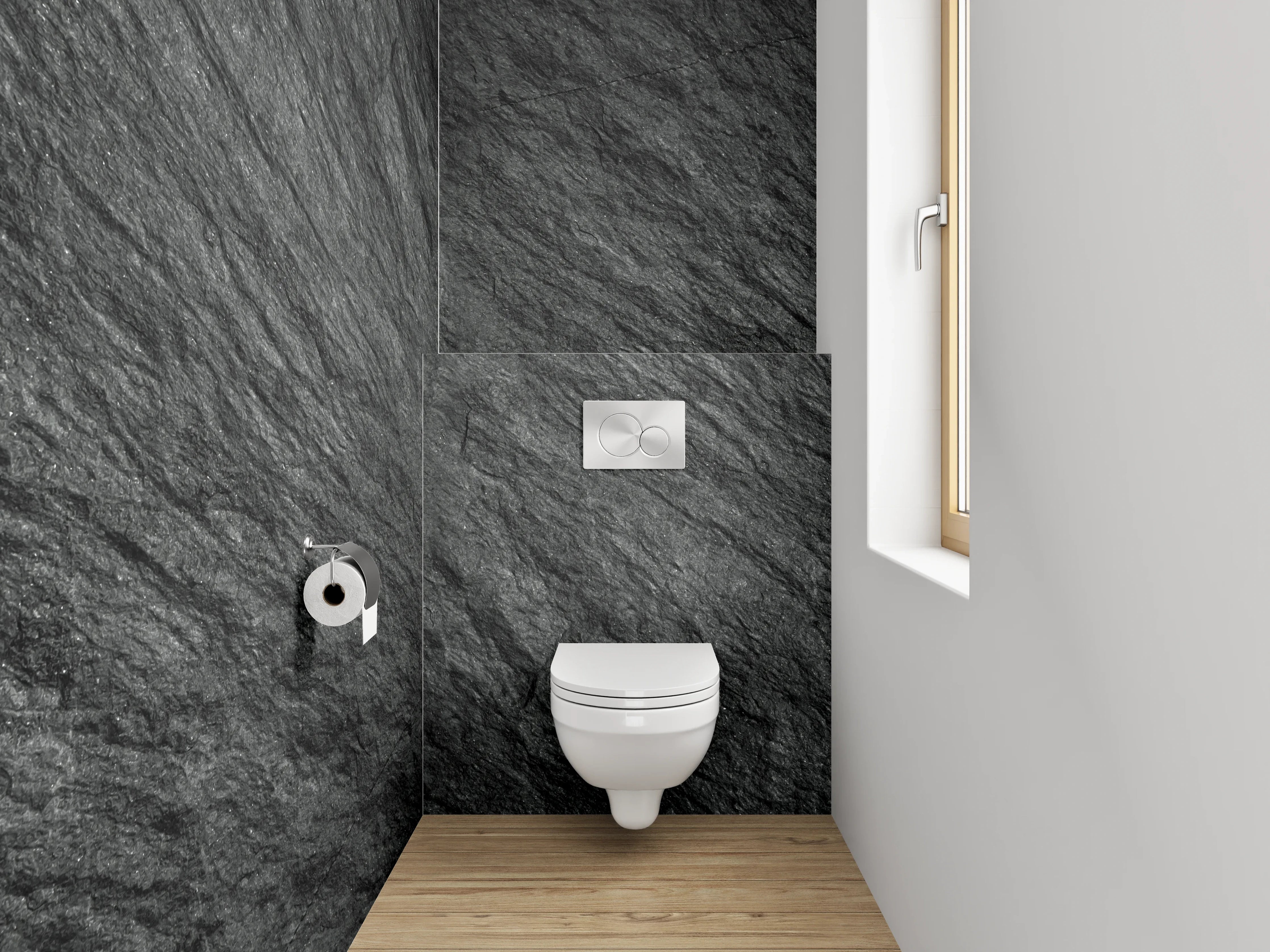 WC-Rückwand - Dunkle Natursteintextur