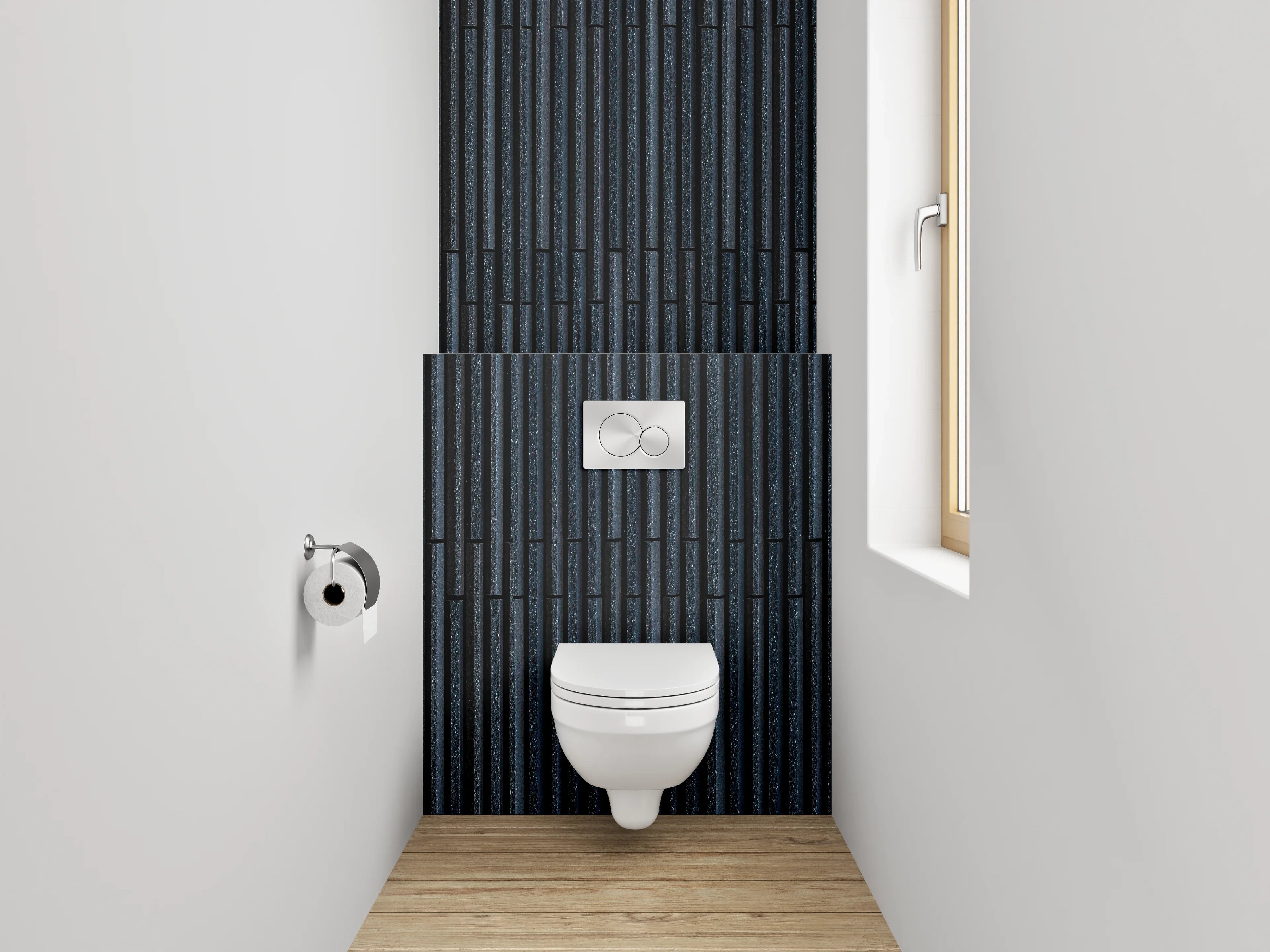 WC-Rückwand - Dunkle Rillenstruktur Modern