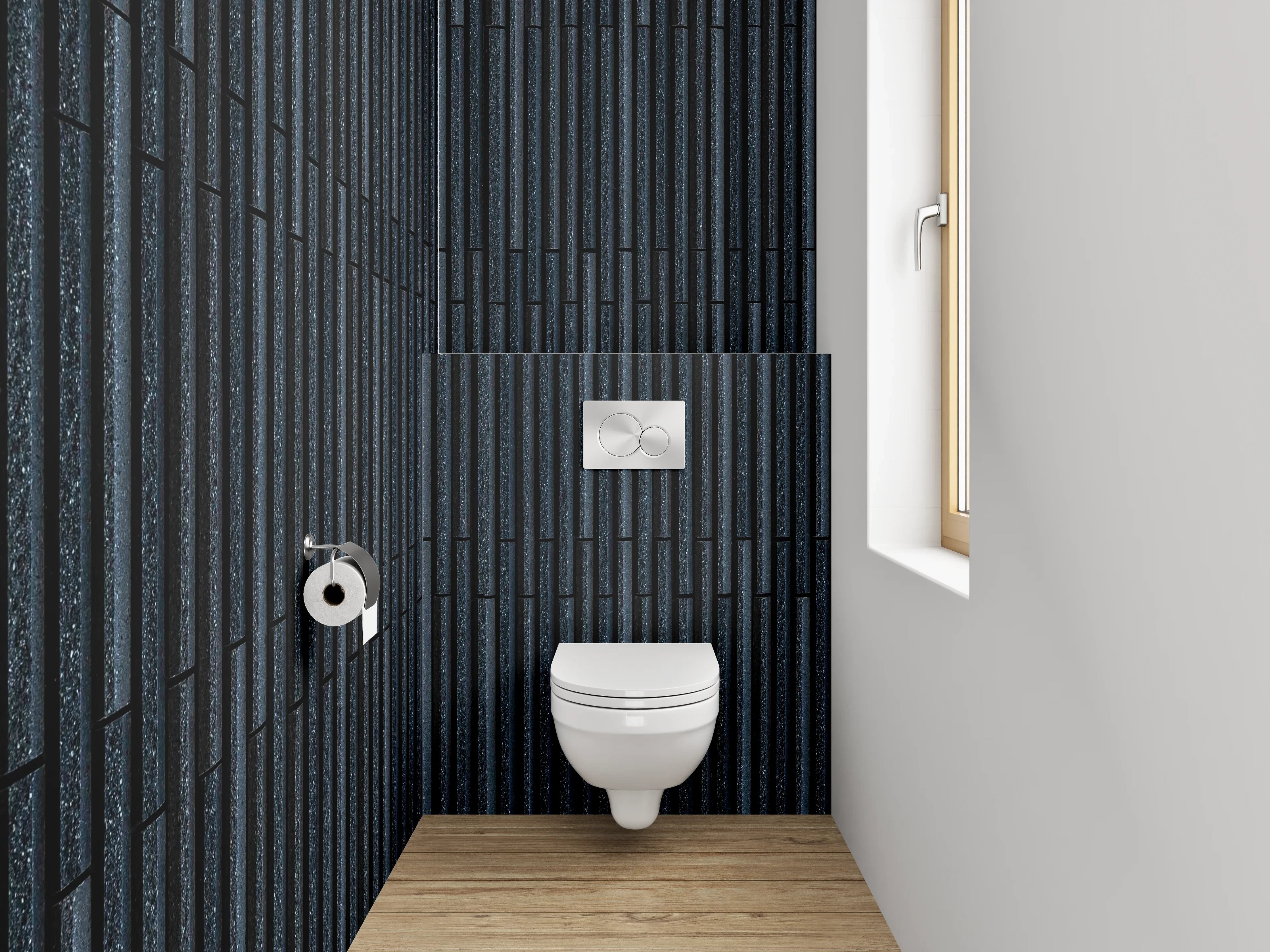 WC-Rückwand - Dunkle Rillenstruktur Modern