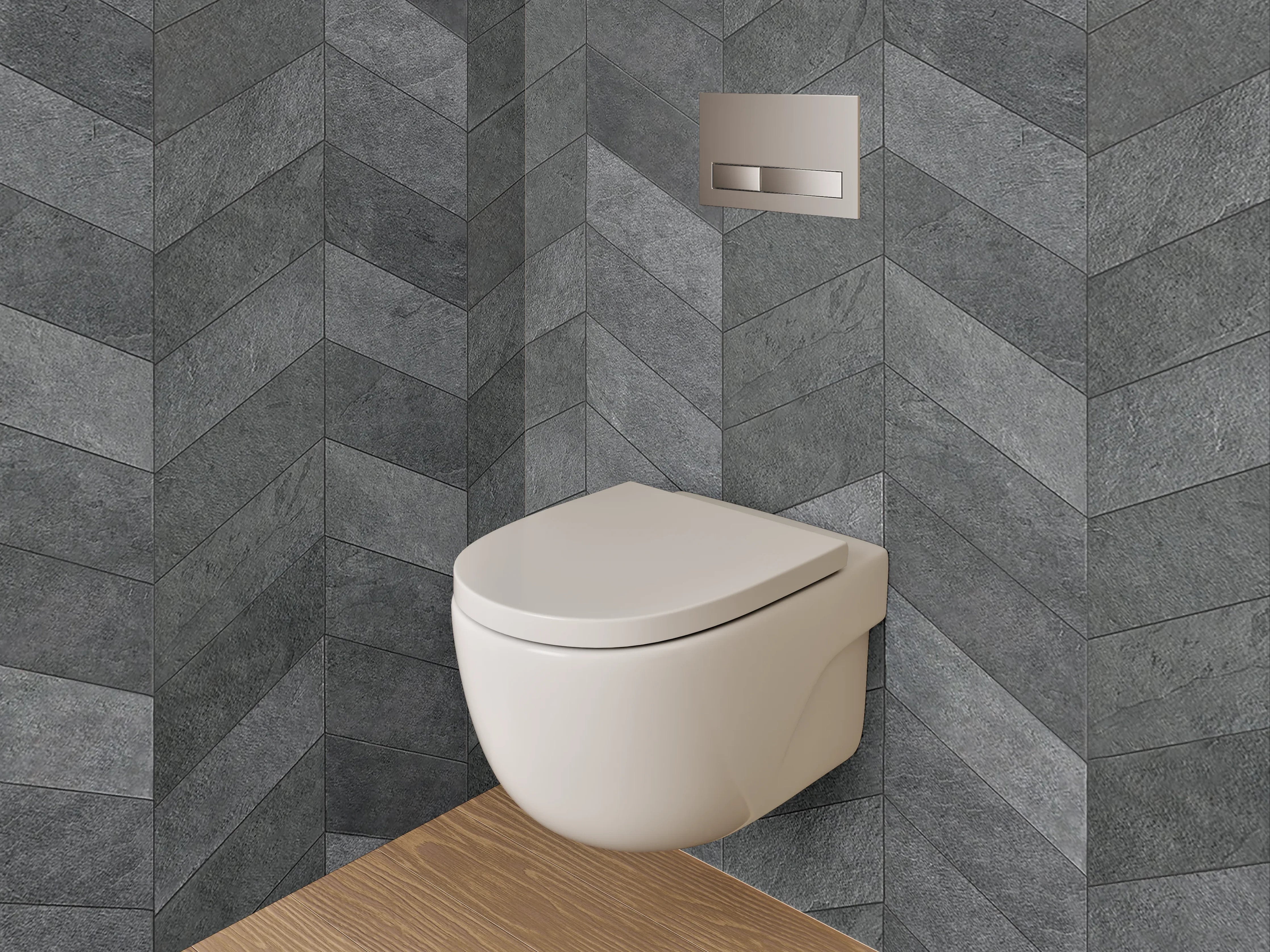 WC-Rückwand - Dunkle Schiefer Chevron-Optik Mosaik
