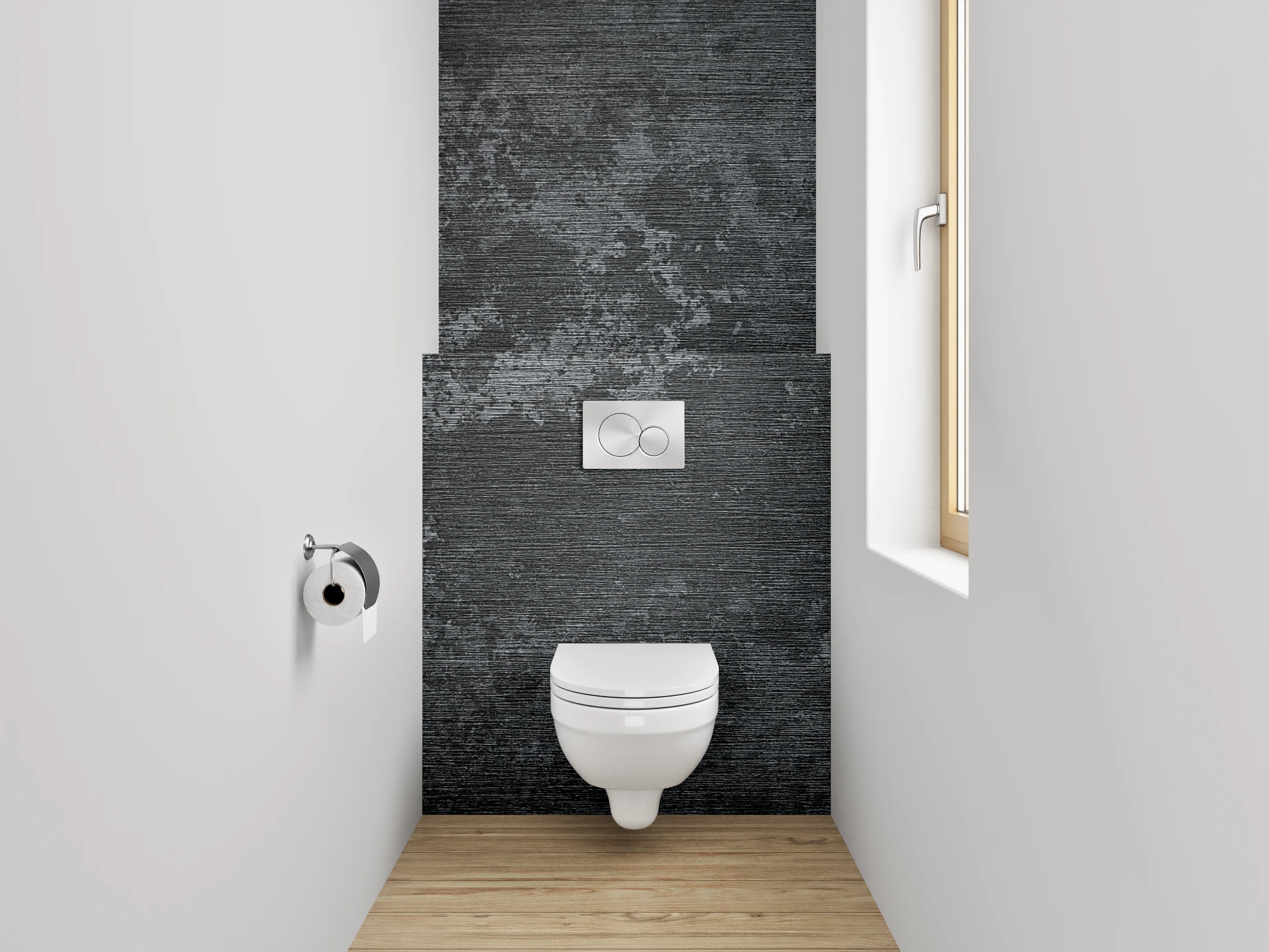 WC-Rückwand - Dunkle Schieferoptik für modernes Ambiente