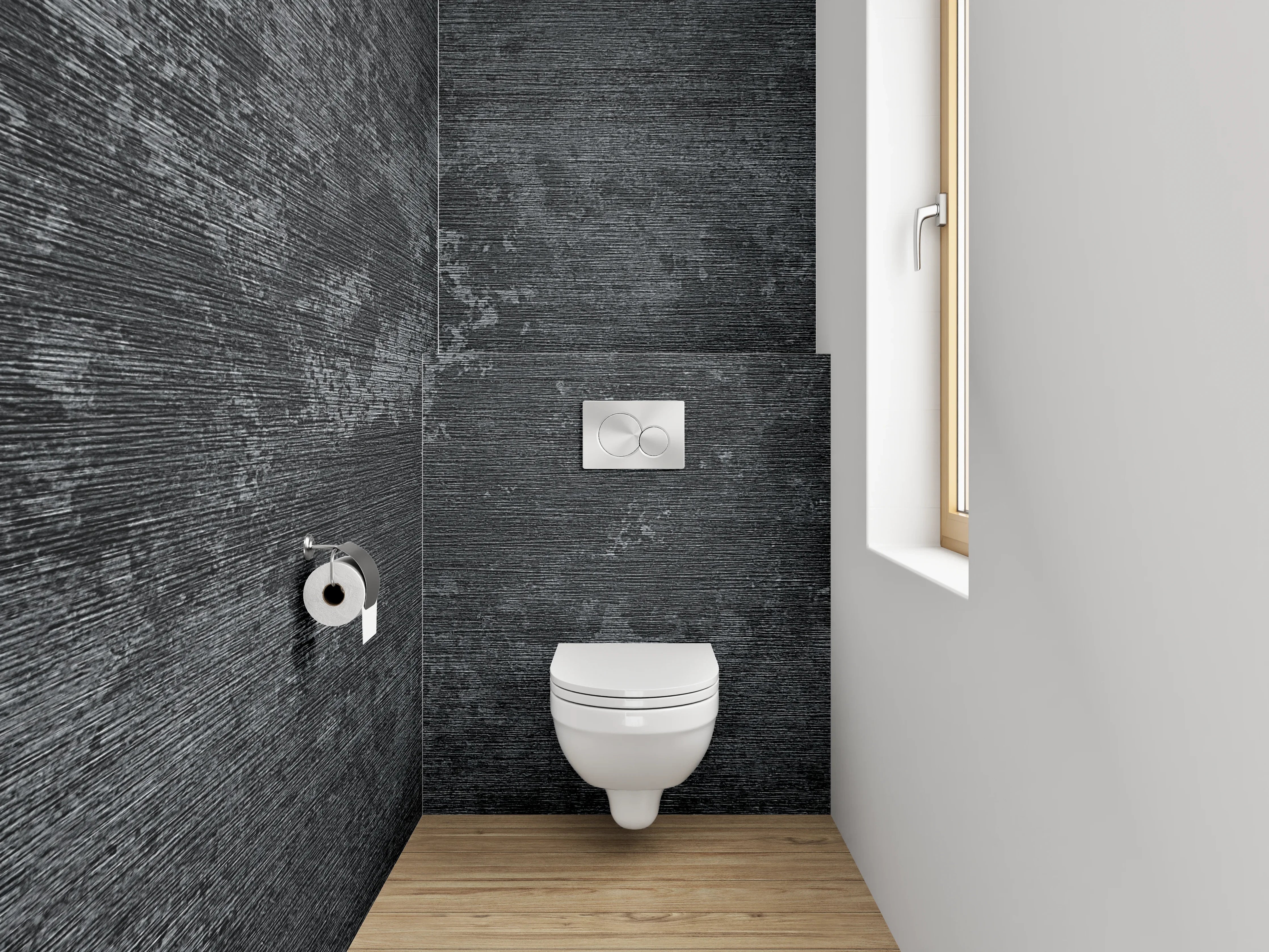 WC-Rückwand - Dunkle Schieferoptik für modernes Ambiente