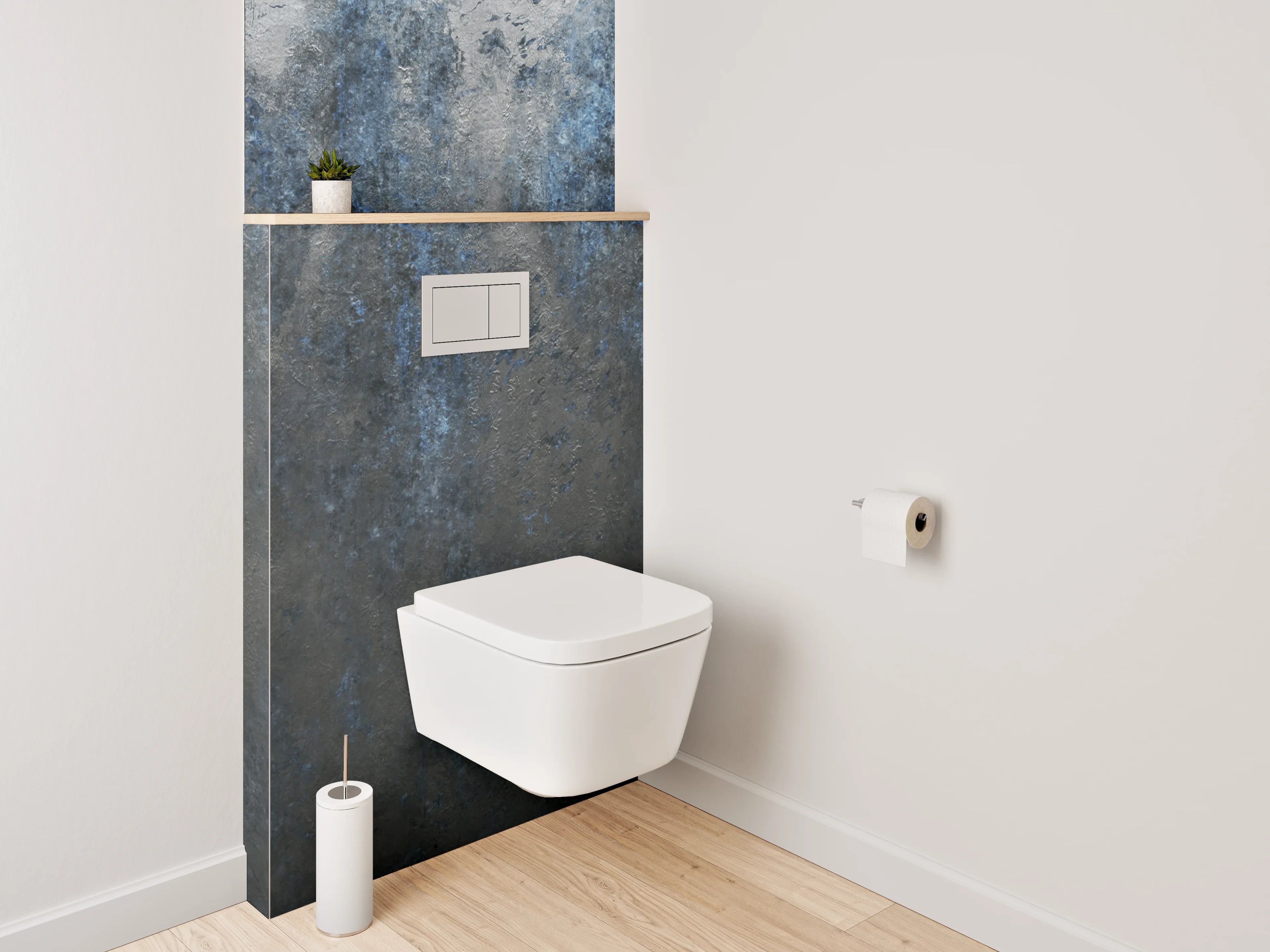 WC-Rückwand - Dunkle abstrakte Wandoptik Blau Grau