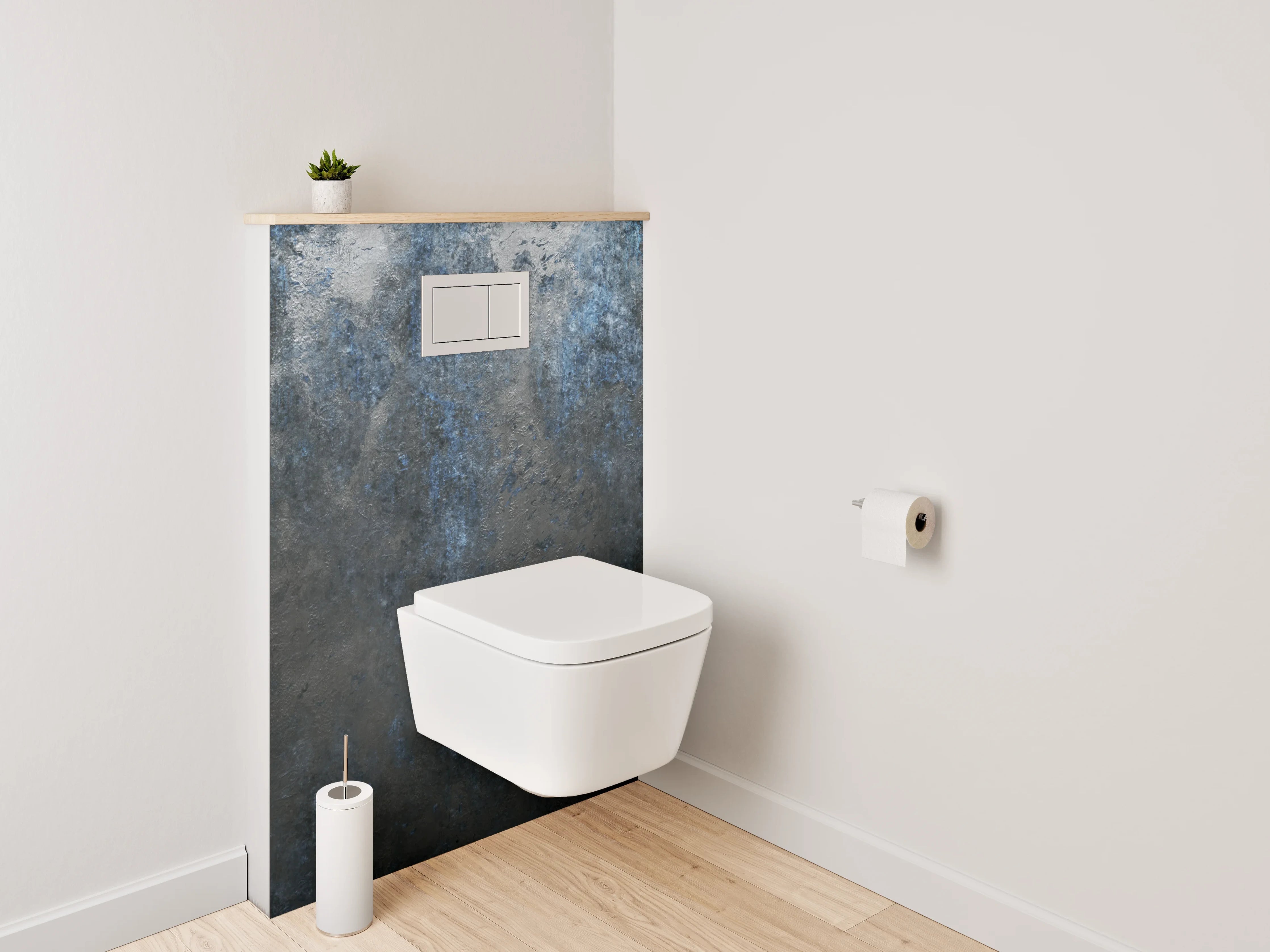 WC-Rückwand - Dunkle abstrakte Wandoptik Blau Grau