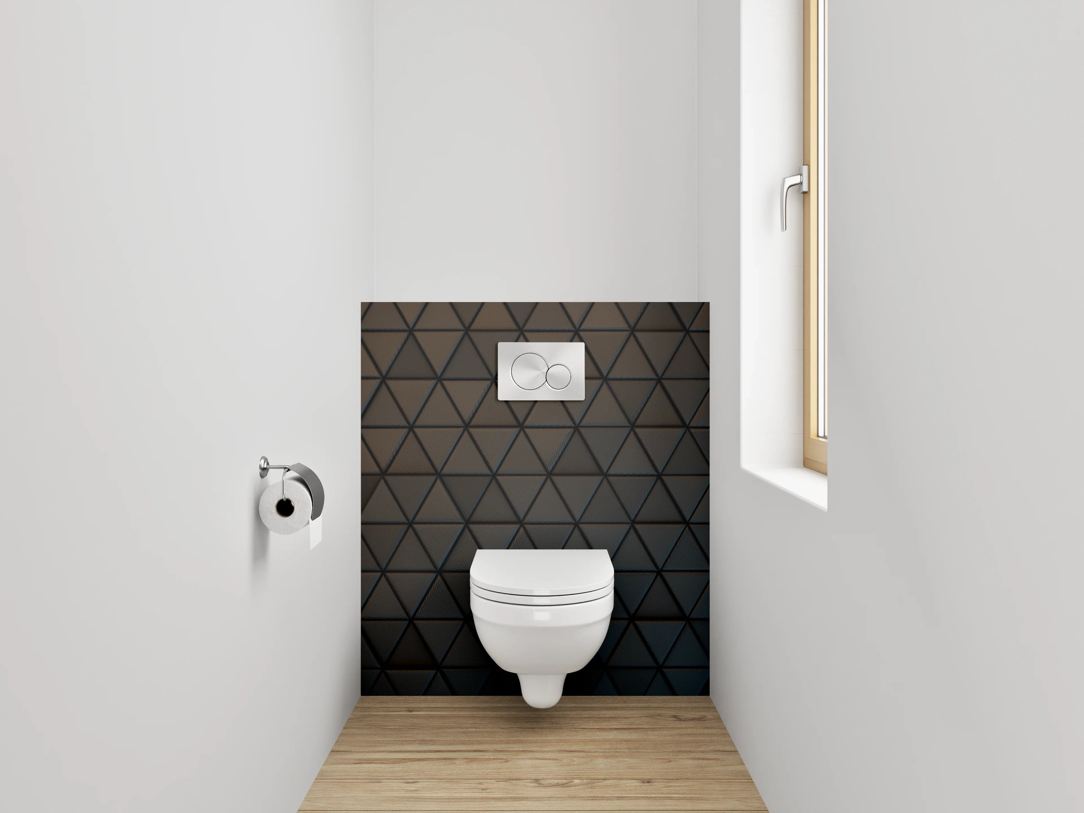 WC-Rückwand - Dunkle geometrische Wandstruktur