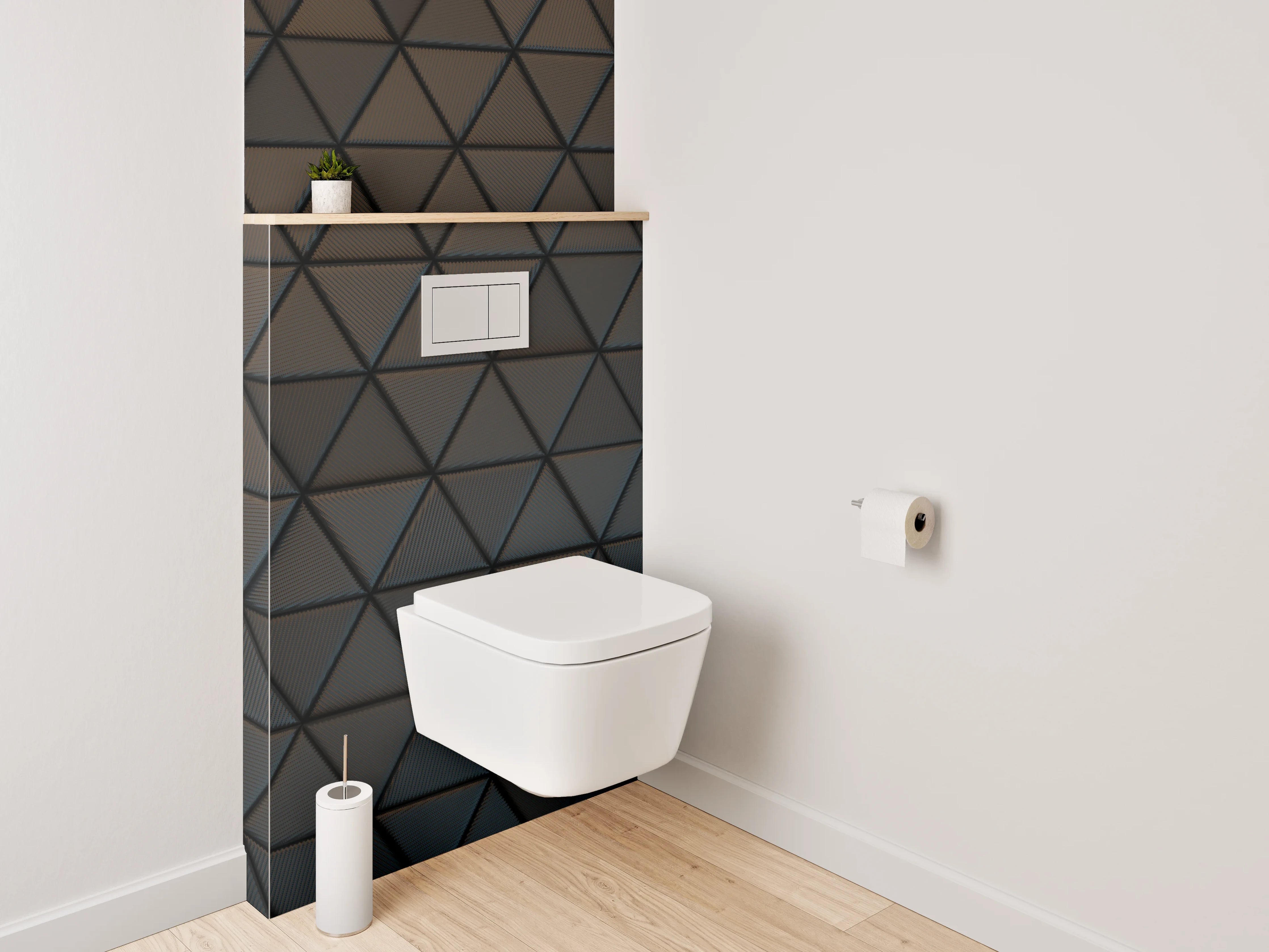 WC-Rückwand - Dunkle geometrische Wandstruktur