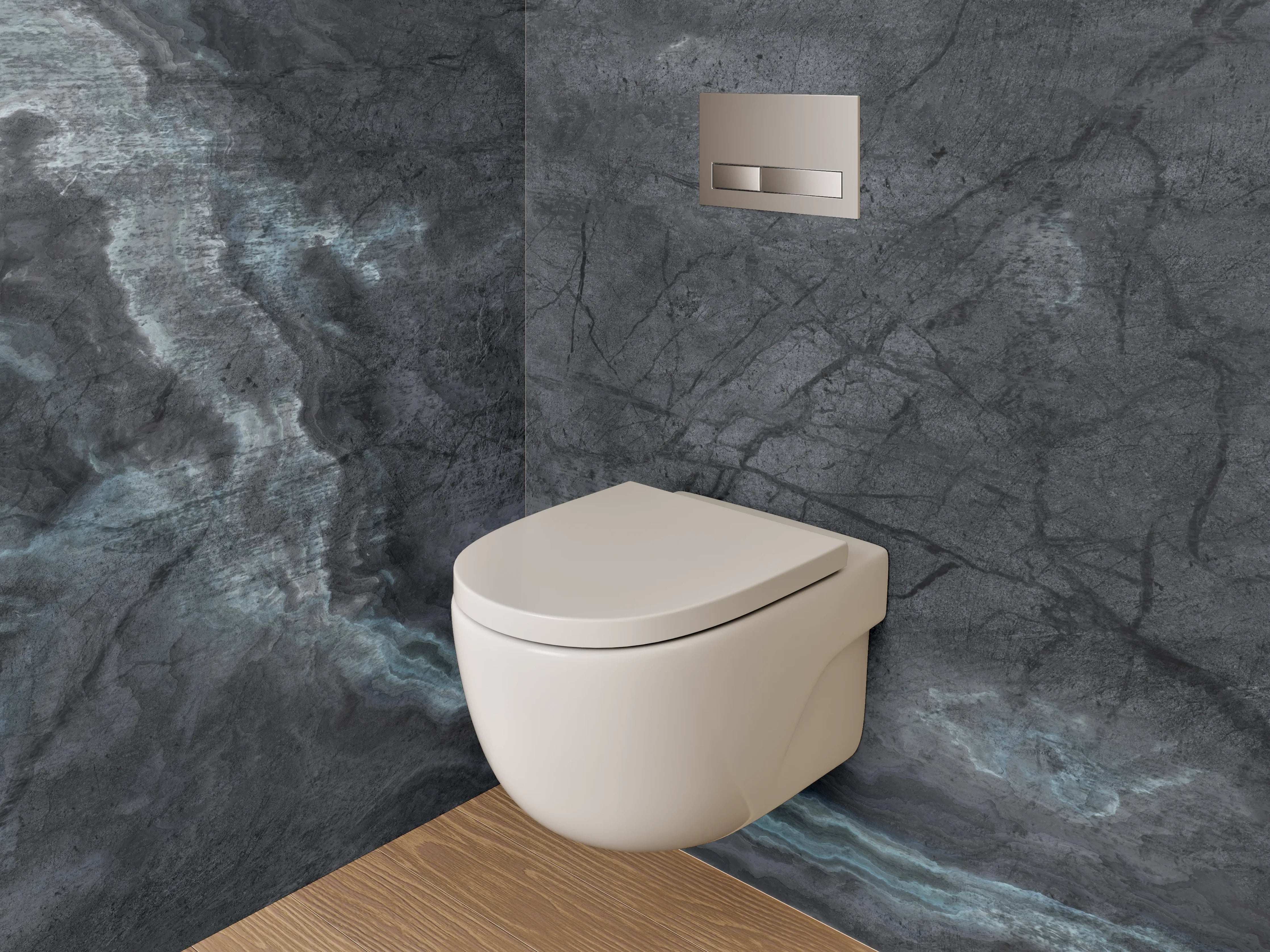 WC-Rückwand - Dunkle schieferartige Marmoroptik Steinstruktur