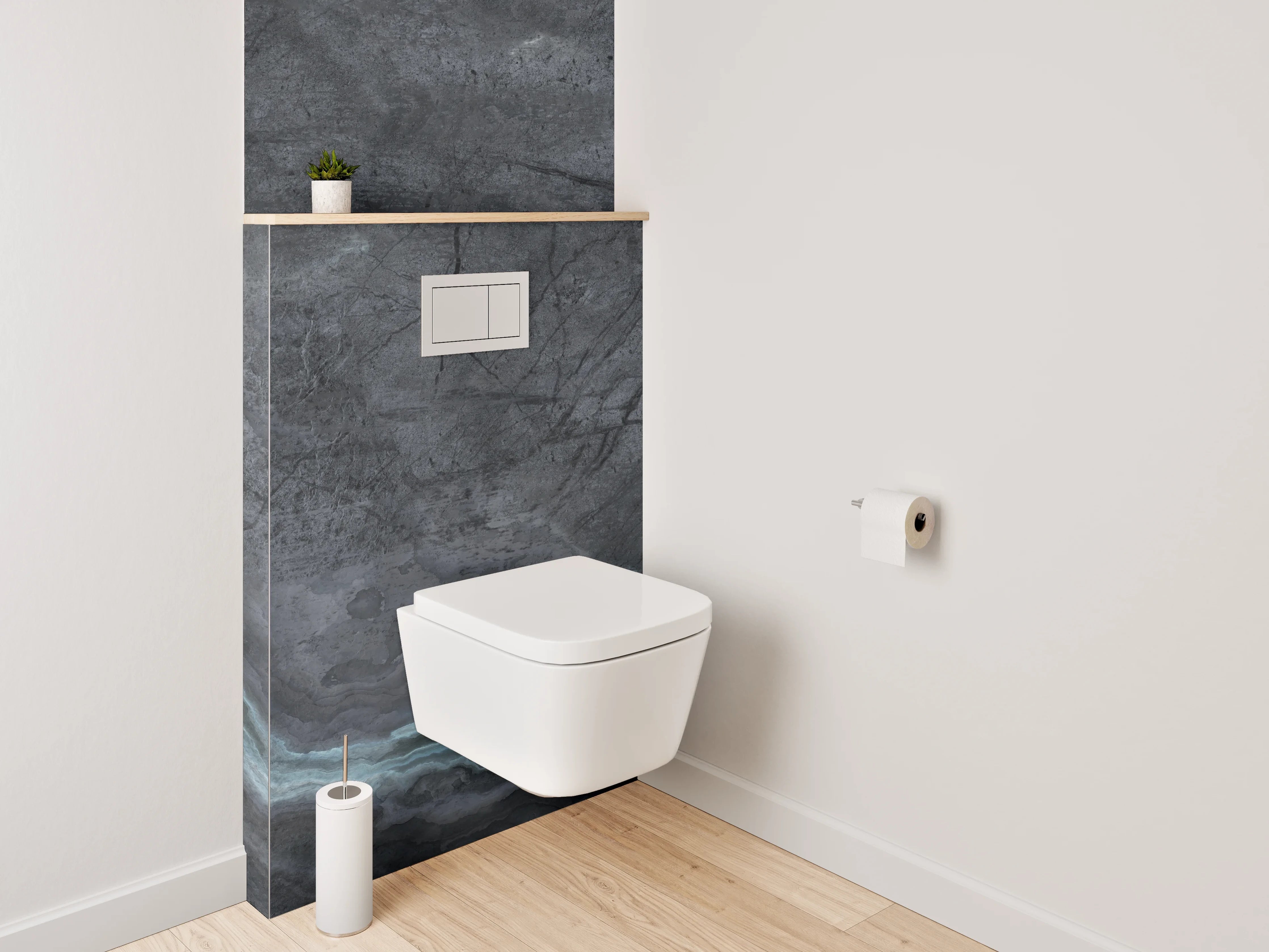 WC-Rückwand - Dunkle schieferartige Marmoroptik Steinstruktur
