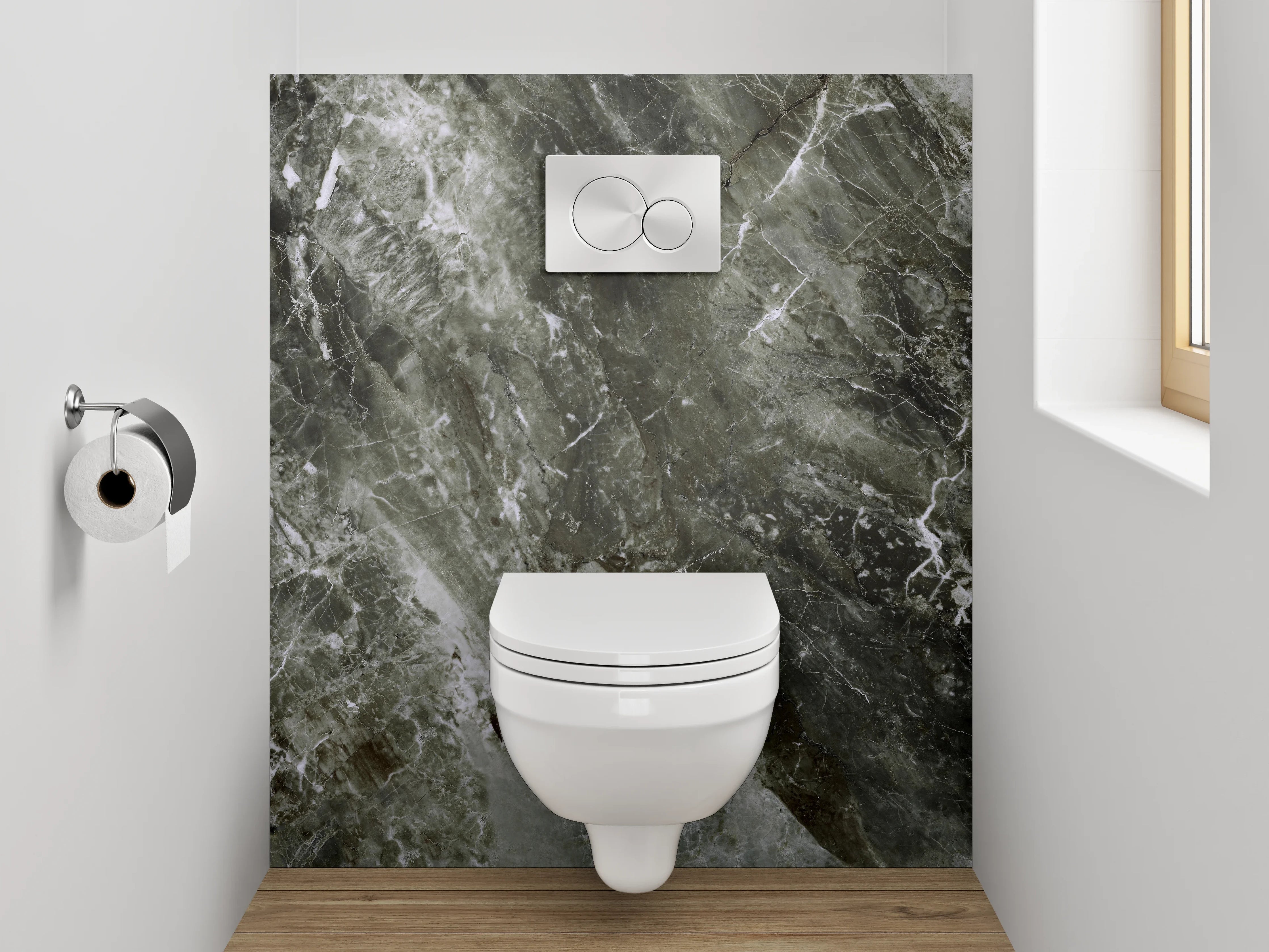 WC-Rückwand - Dunkler Marmor-Look Fliese