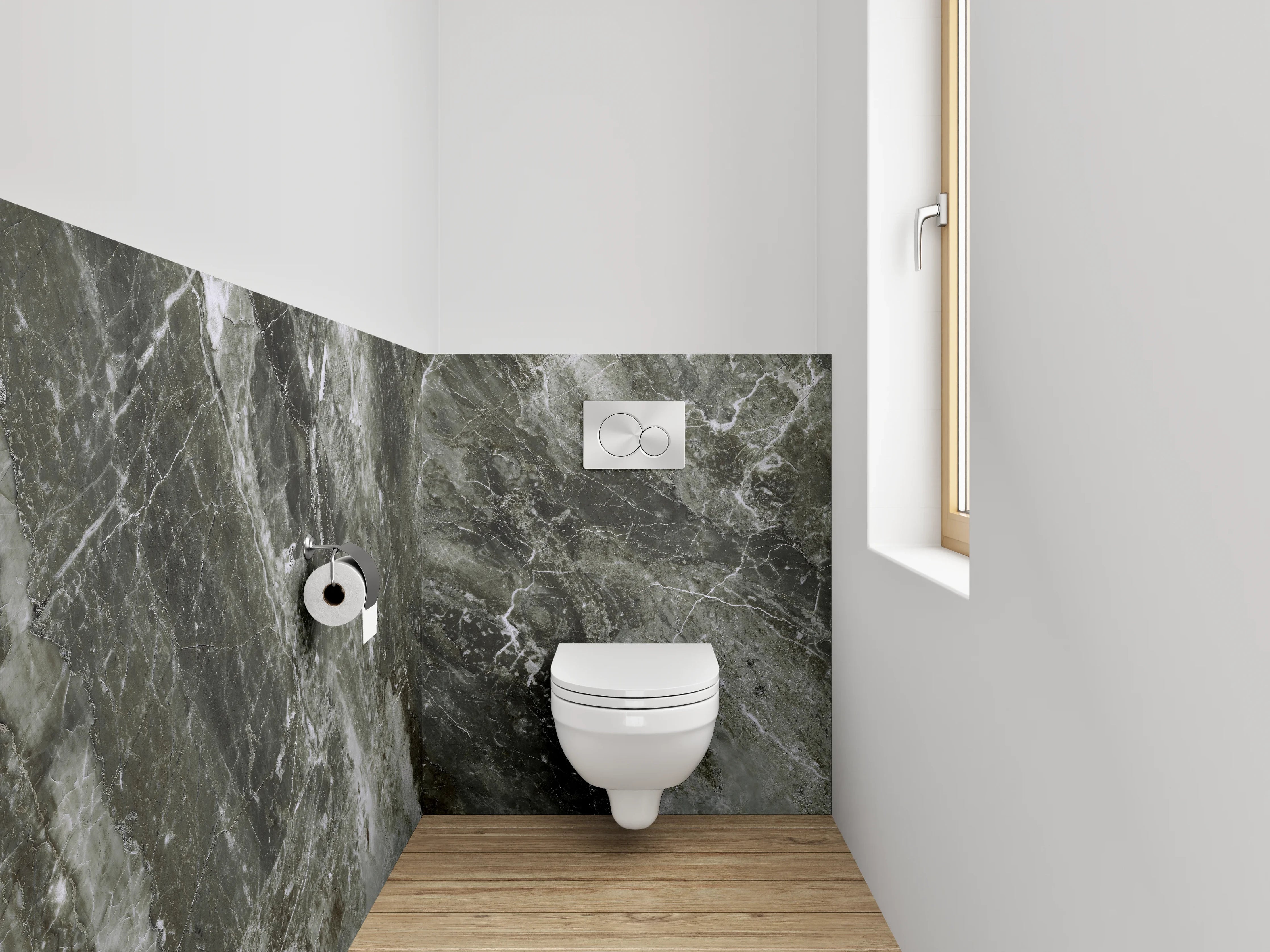WC-Rückwand - Dunkler Marmor-Look Fliese