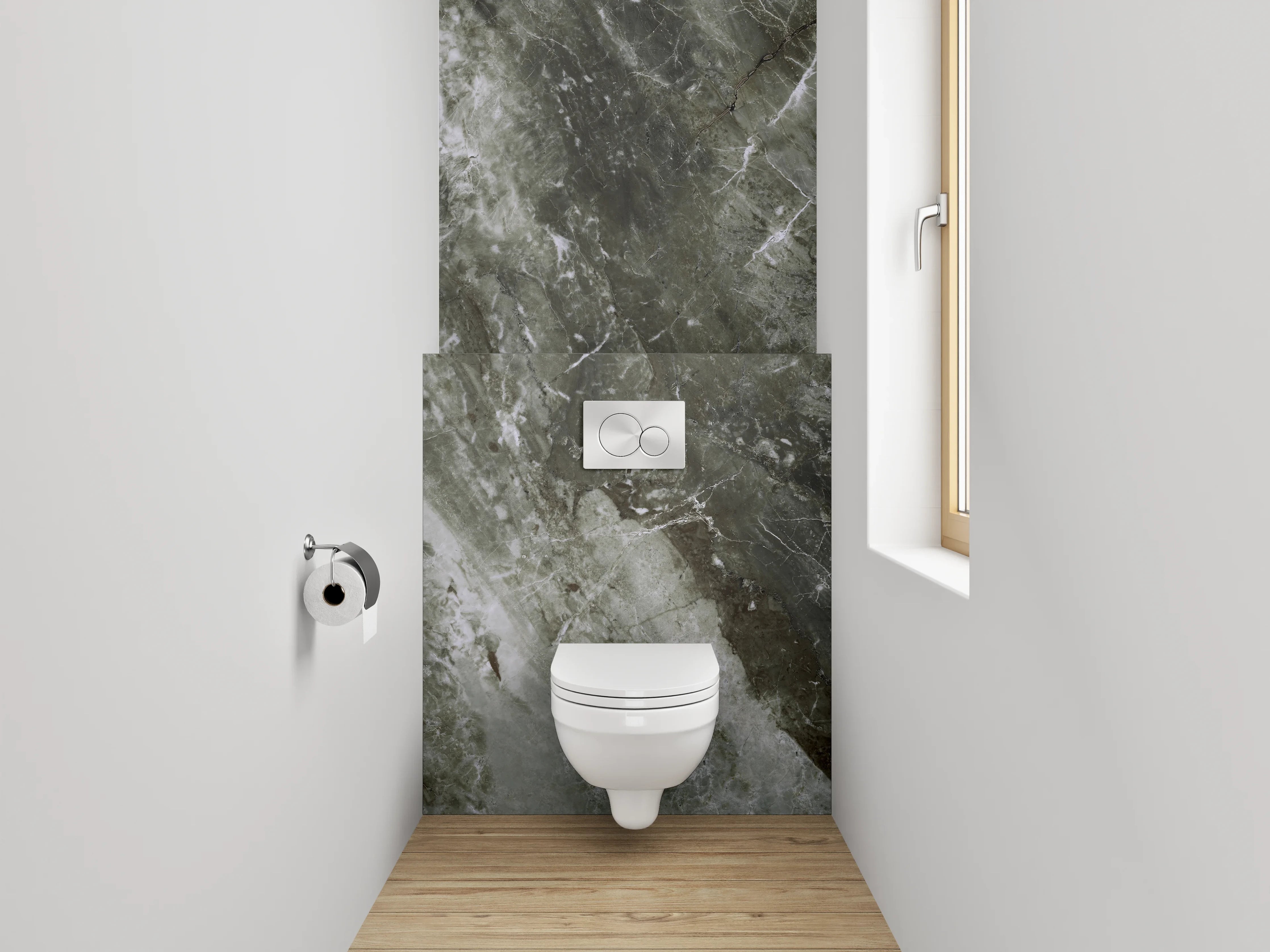 WC-Rückwand - Dunkler Marmor-Look Fliese