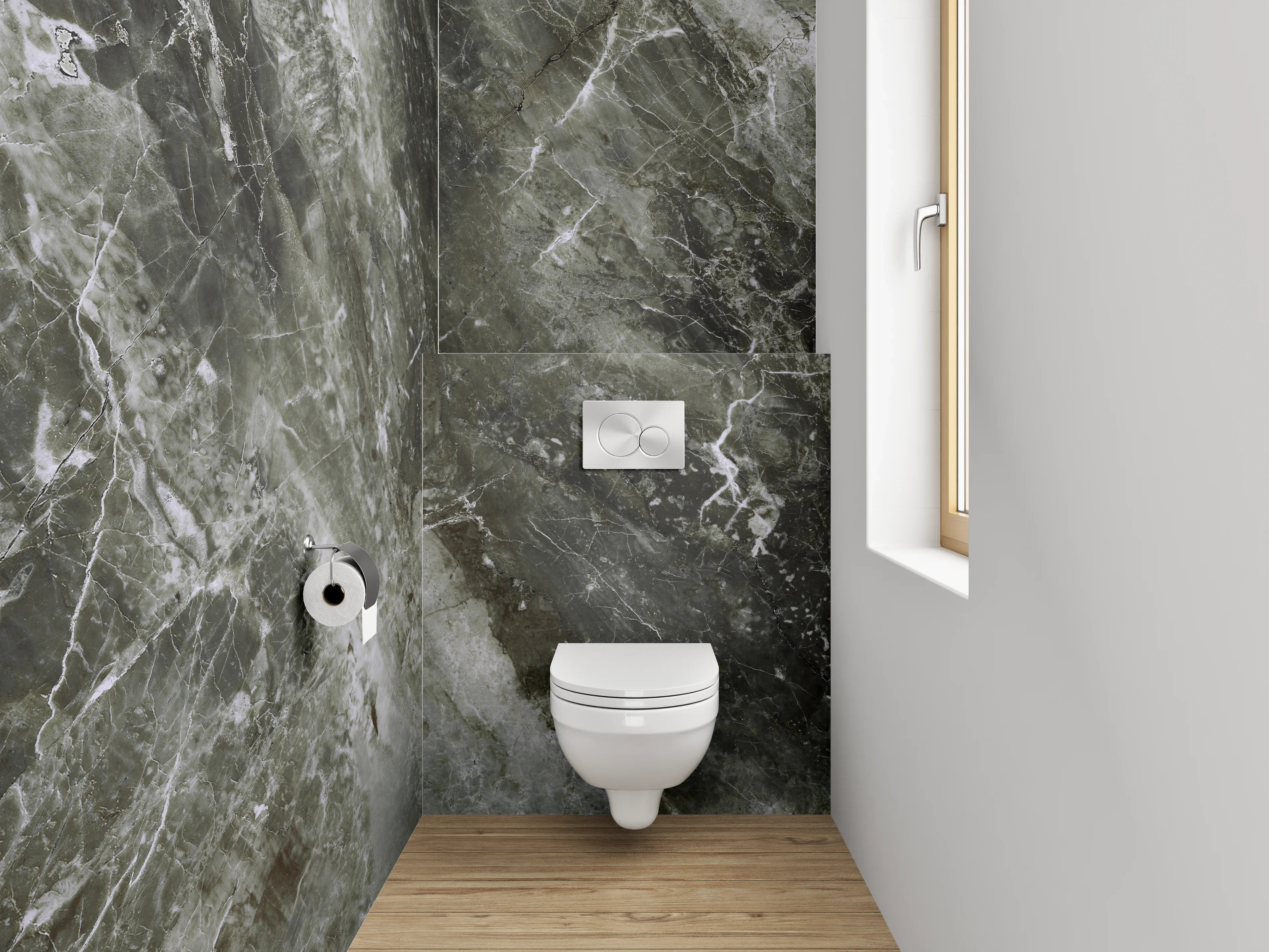 WC-Rückwand - Dunkler Marmor-Look Fliese
