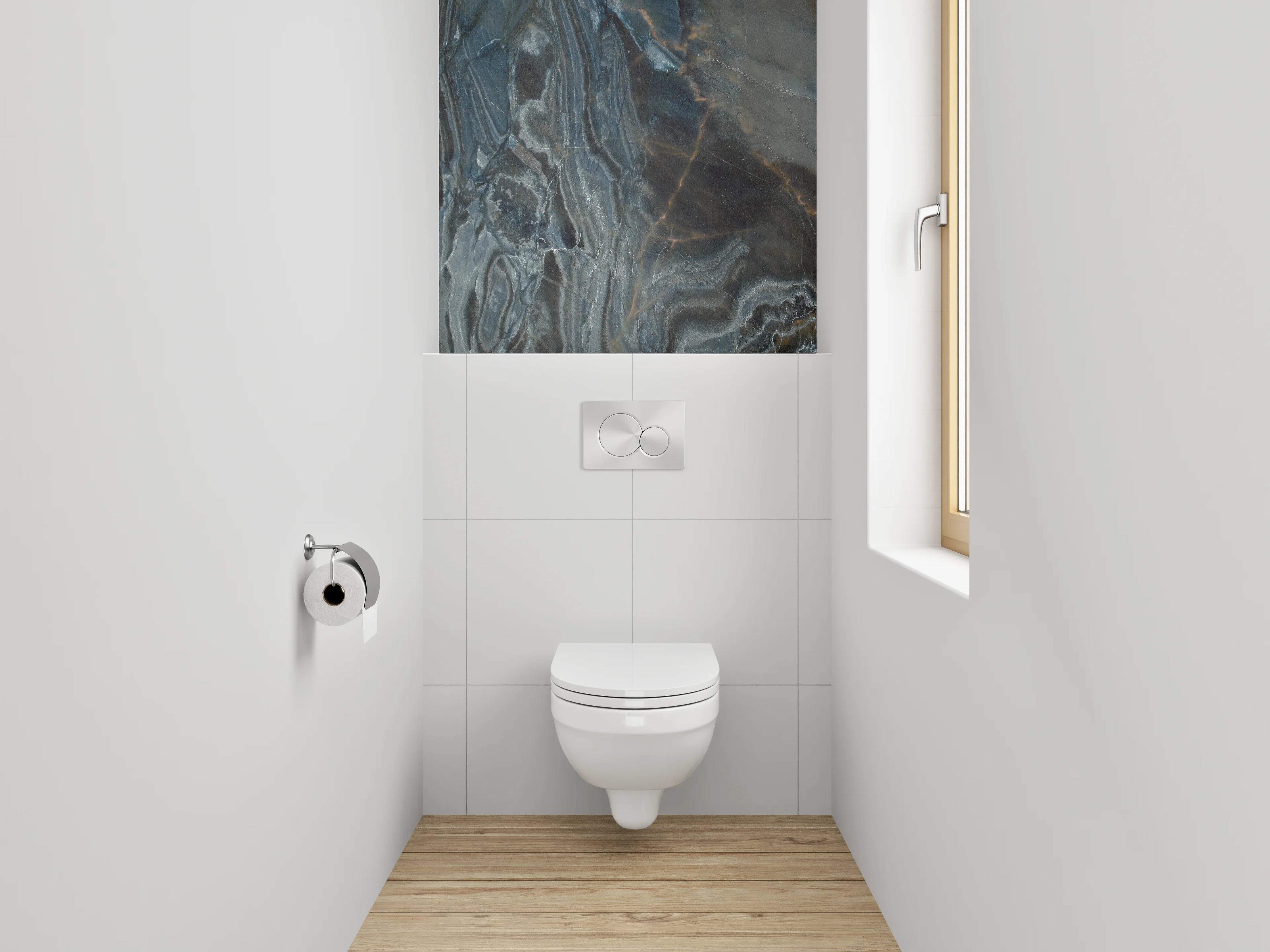 WC-Rückwand - Dunkler Marmor mit braunen und weißen Adern