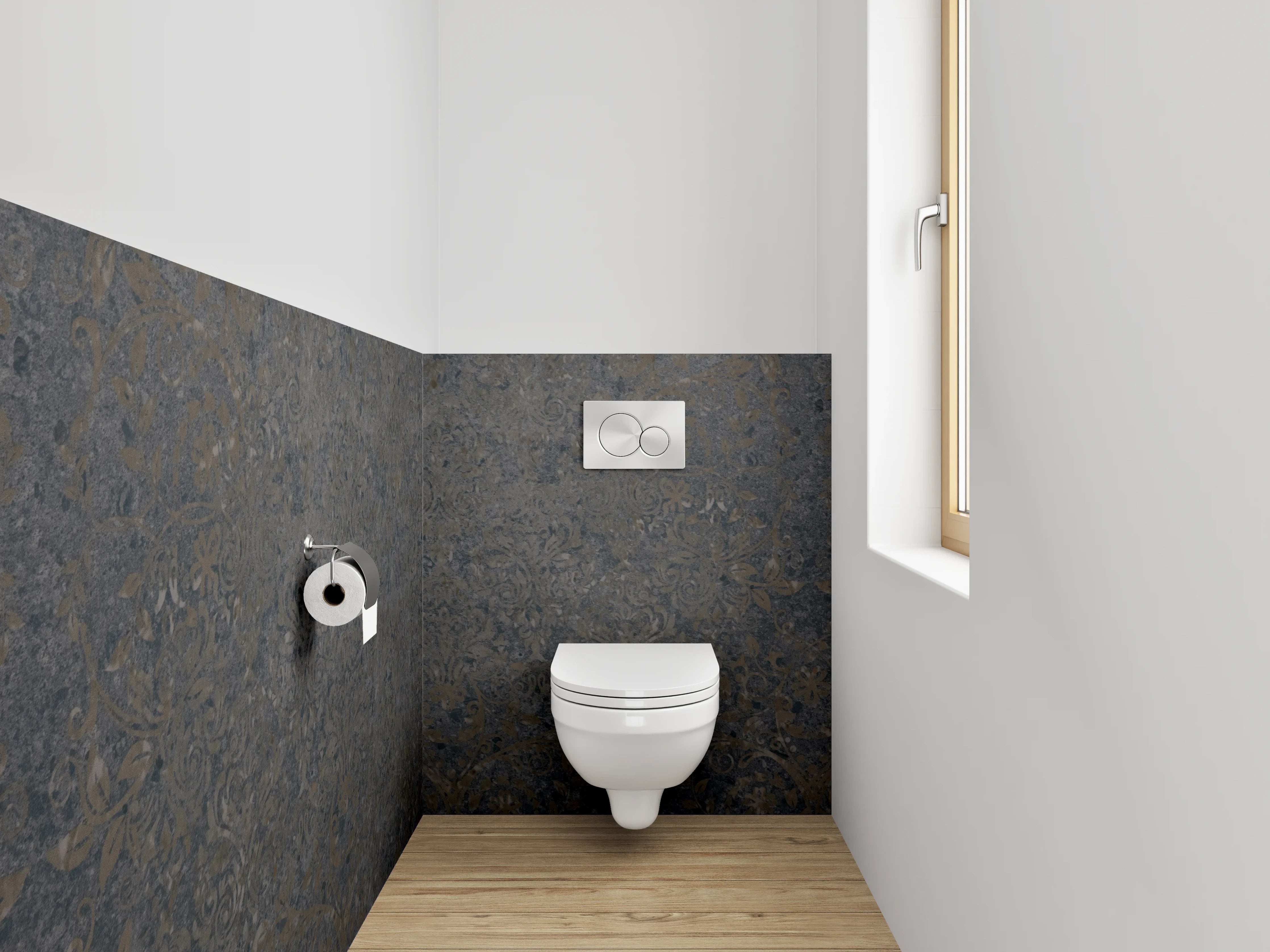 WC-Rückwand - Dunkler Schiefer Look Fliesenoptik