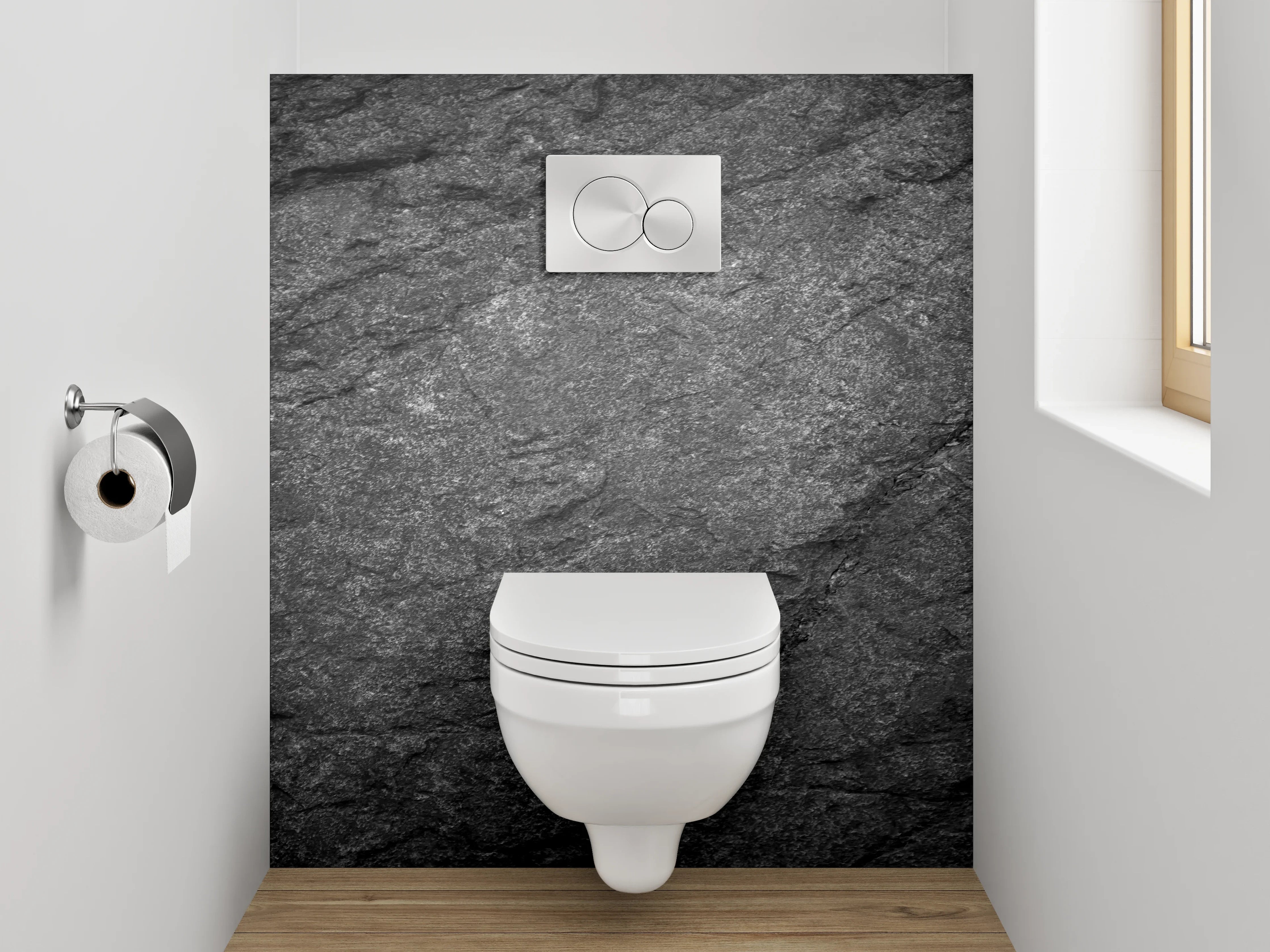 WC-Rückwand - Dunkler Schiefer Struktur – Elegant und zeitlos