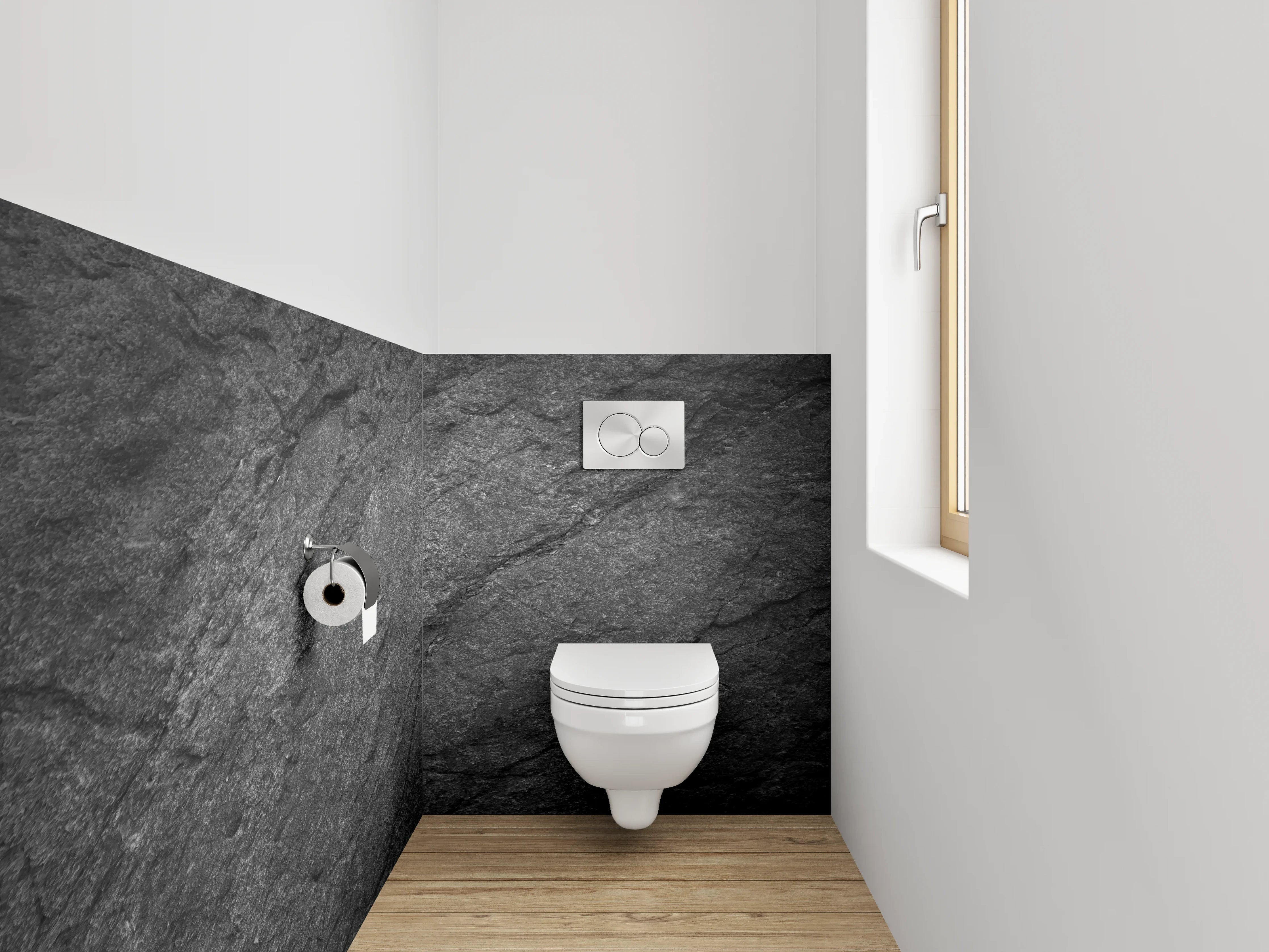 WC-Rückwand - Dunkler Schiefer Struktur – Elegant und zeitlos