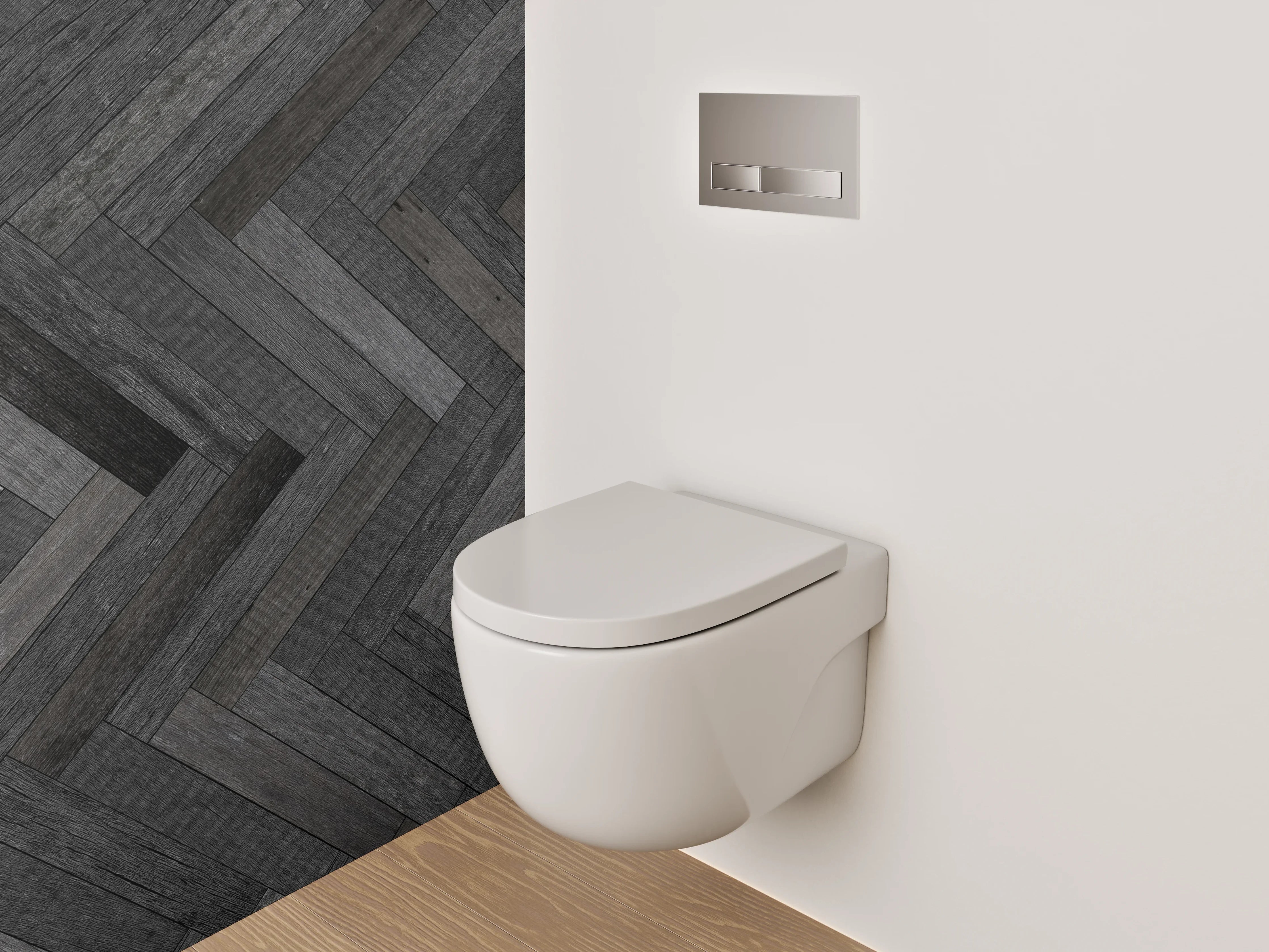 WC-Rückwand - Dunkles Fischgrät Holz Muster