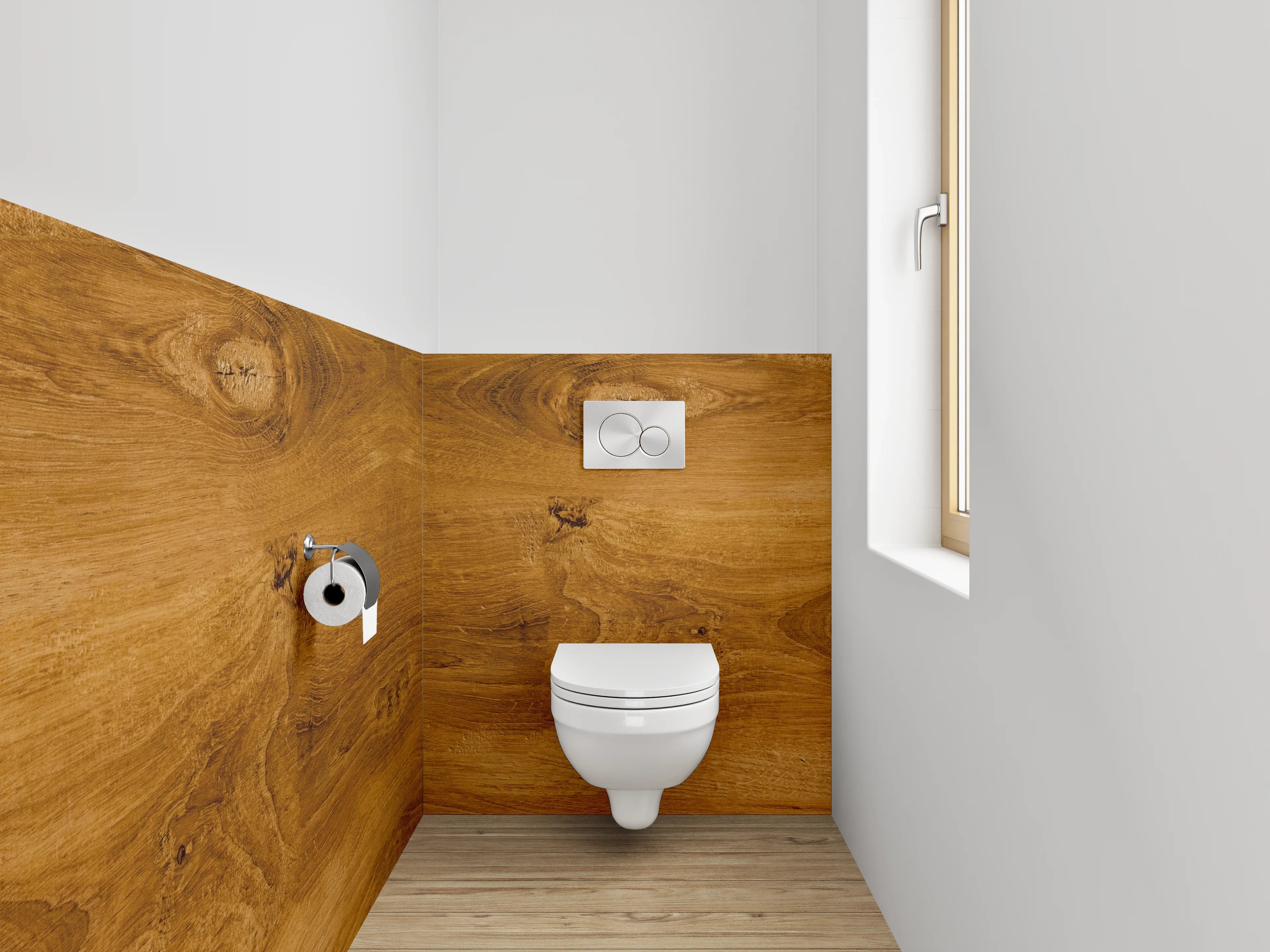 WC-Rückwand - Echtholzoptik Braun – Edle Holzmaserung