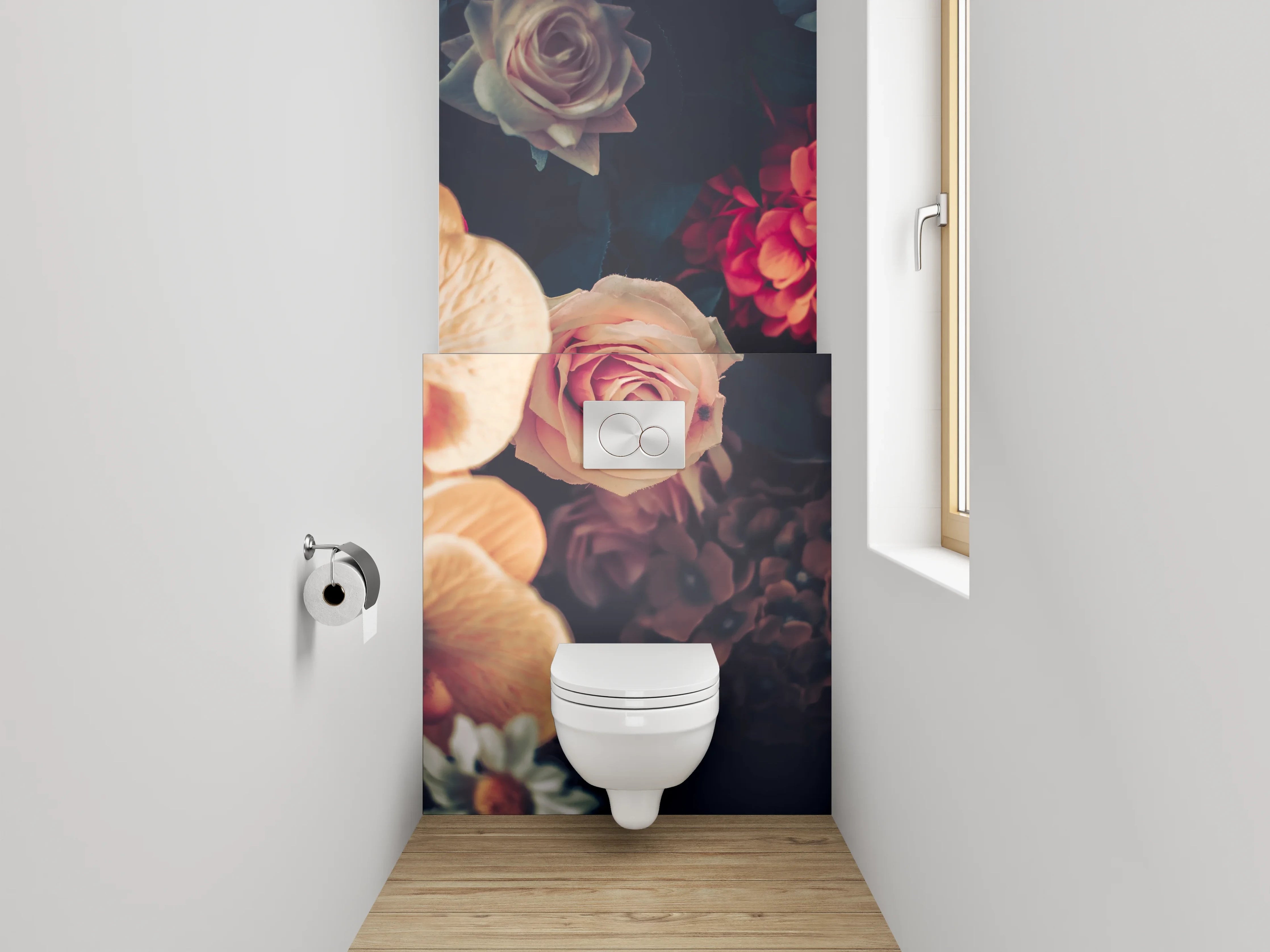 WC-Rückwand - Edle Blumen Komposition Vintage Look
