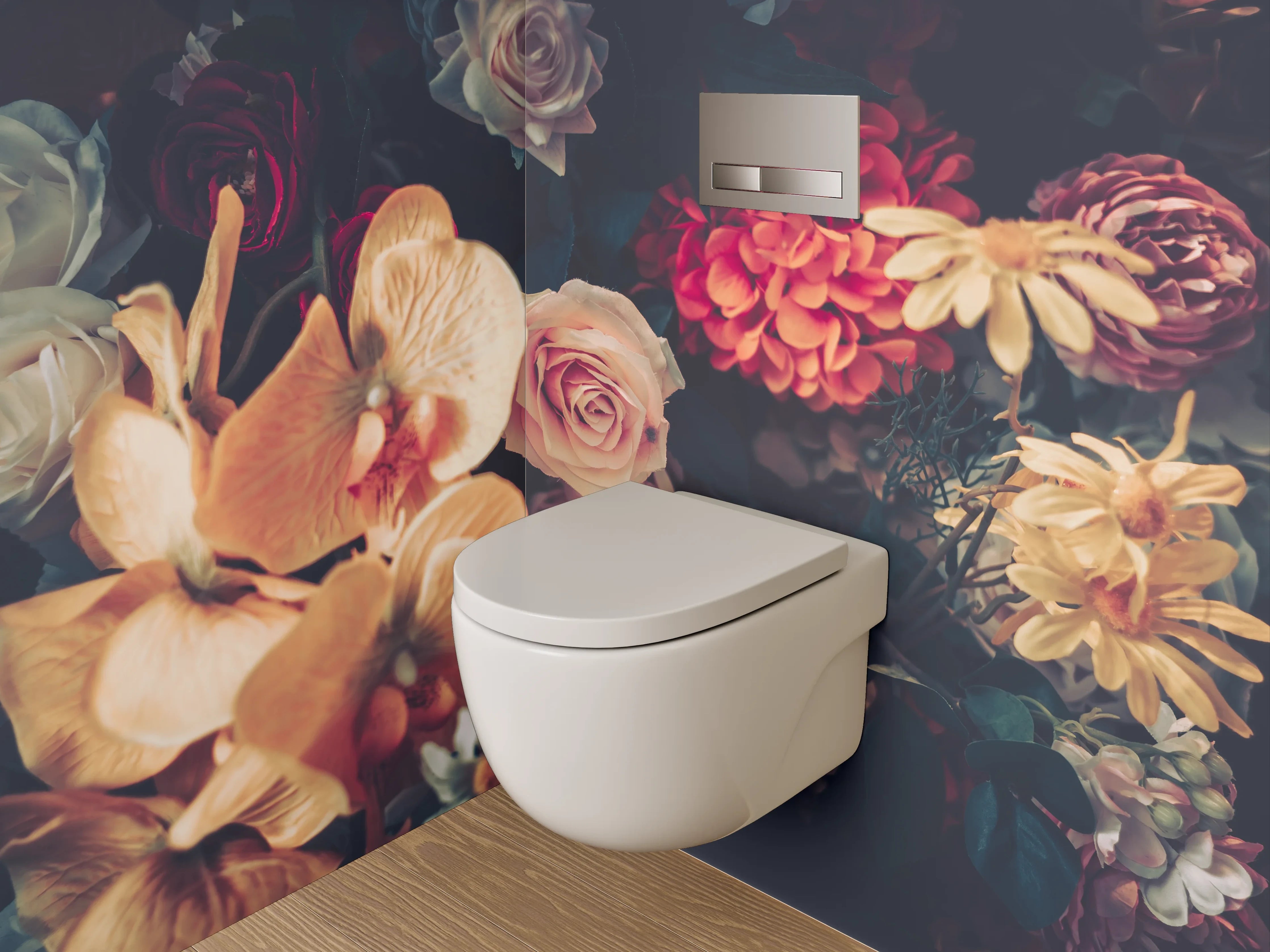 WC-Rückwand - Edle Blumen Komposition Vintage Look