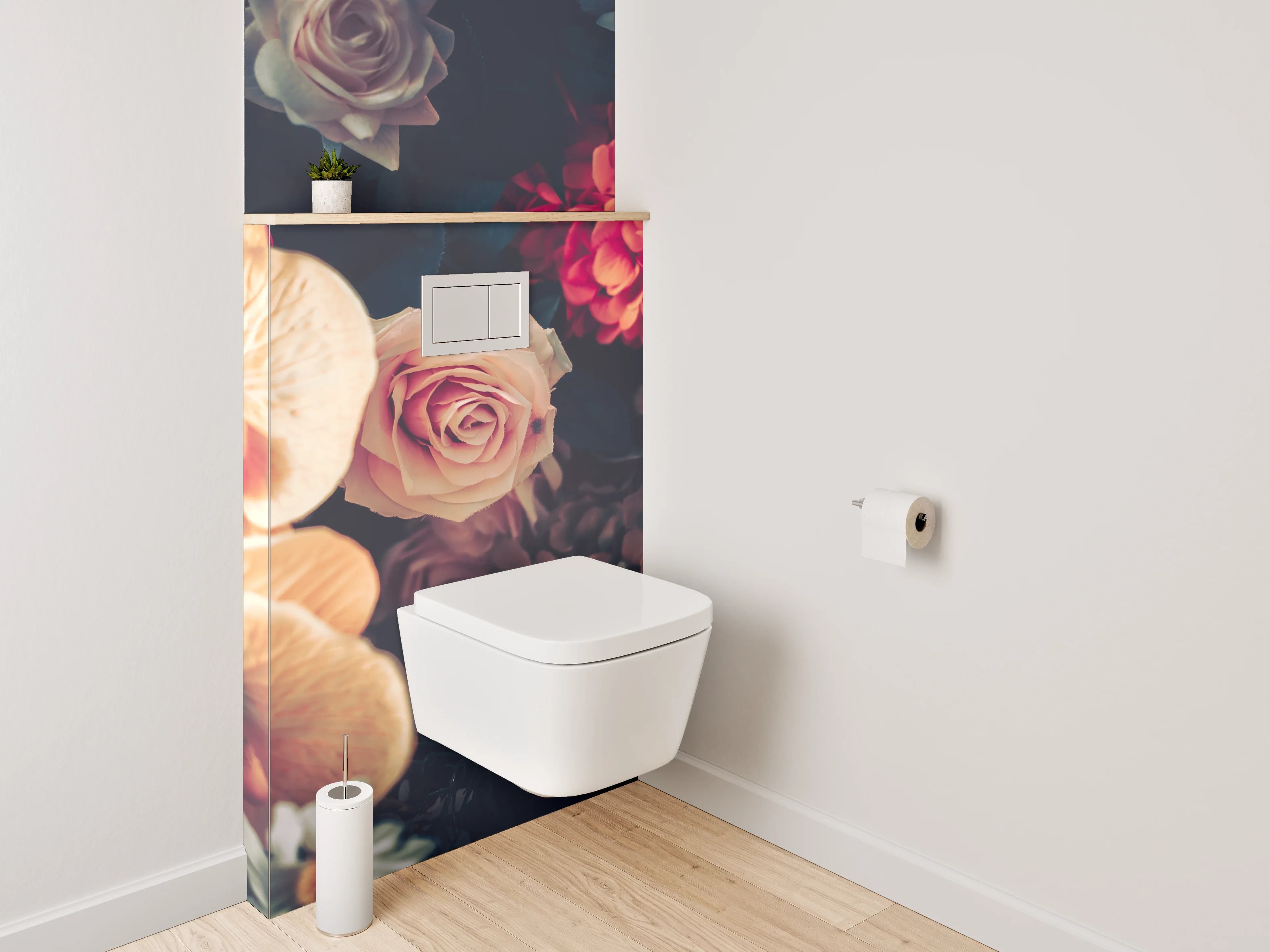 WC-Rückwand - Edle Blumen Komposition Vintage Look