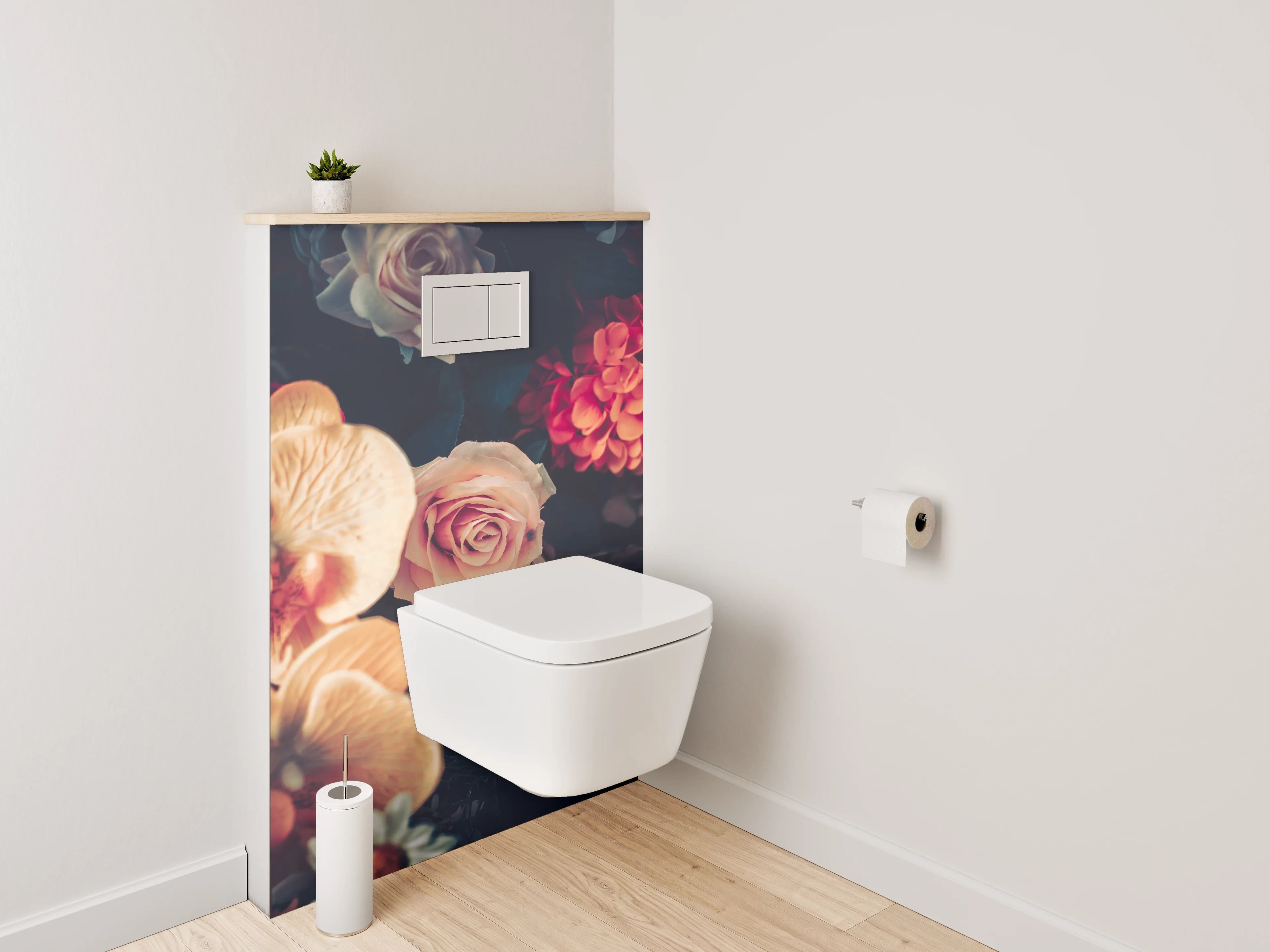 WC-Rückwand - Edle Blumen Komposition Vintage Look