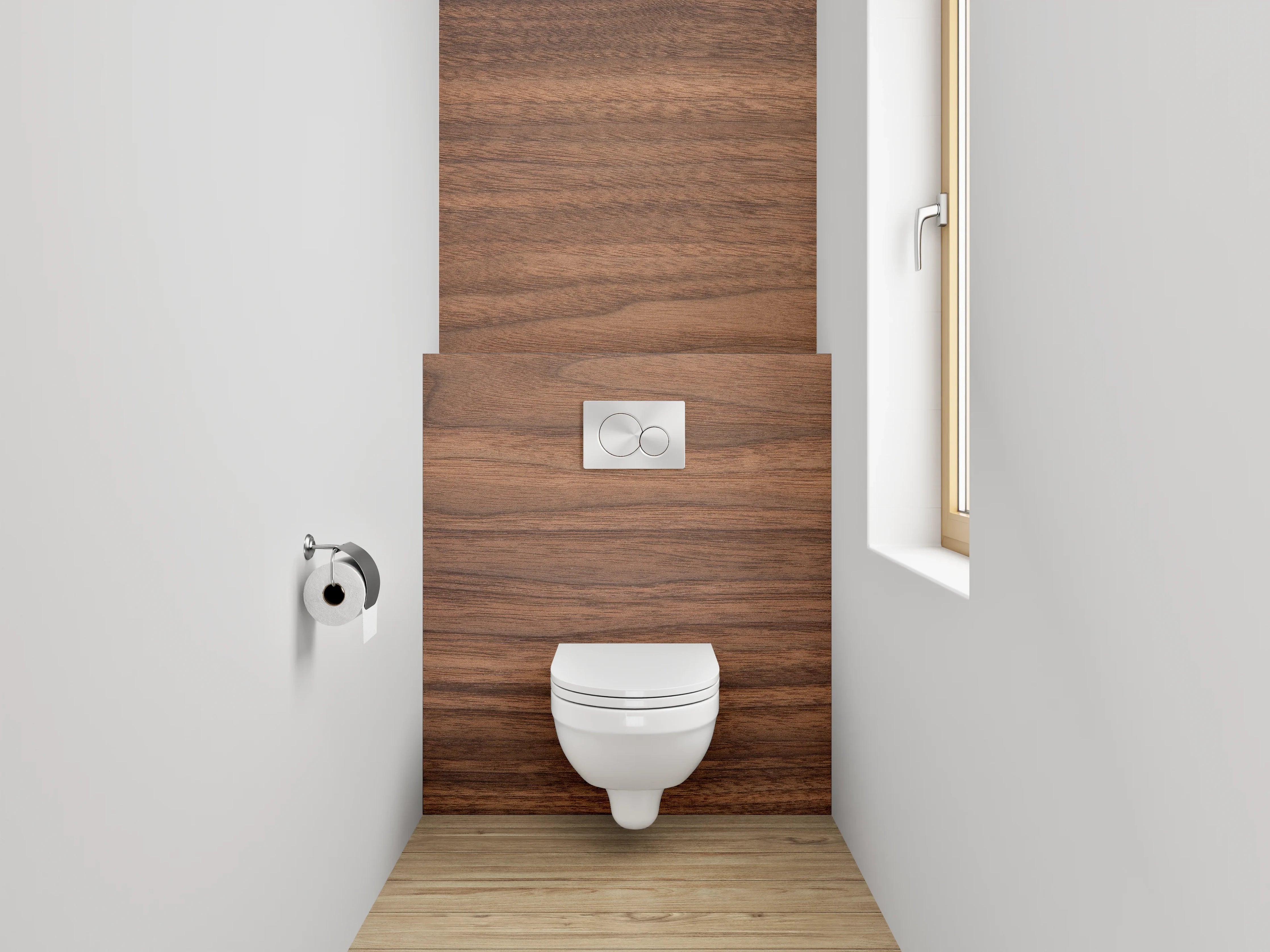 WC-Rückwand - Edle Holzbretter-Verzierung in warmen Brauntönen