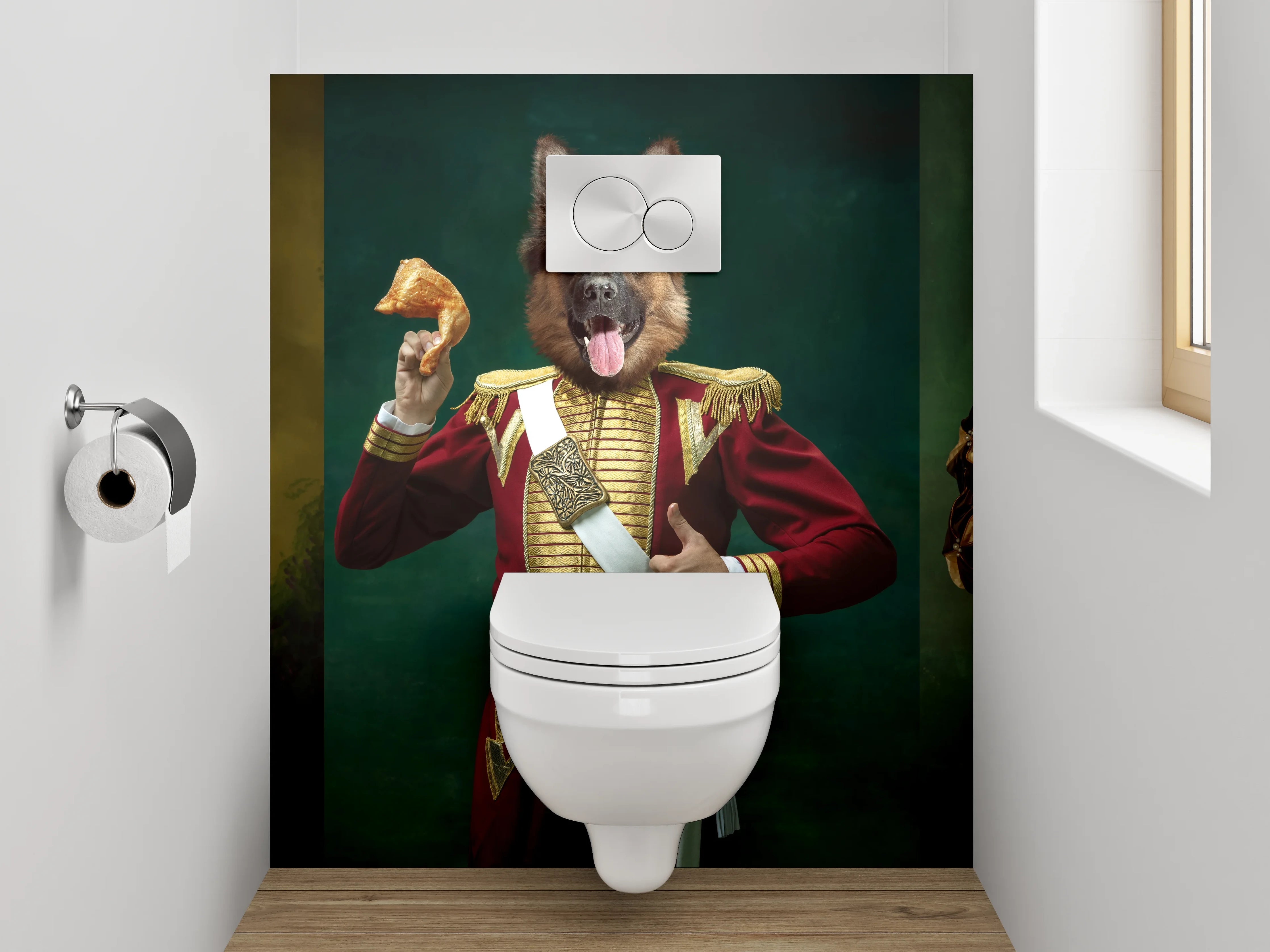 WC-Rückwand - Edle Hunde im Renaissance-Look